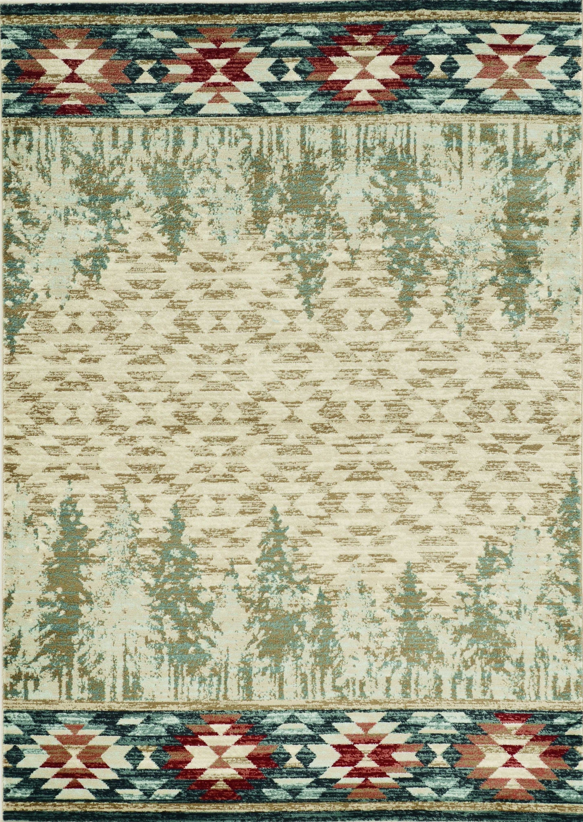 5x8 ivory machine woven Pinegrove Lodge indoor area rug featuring a trendy lodge design and soft texture.