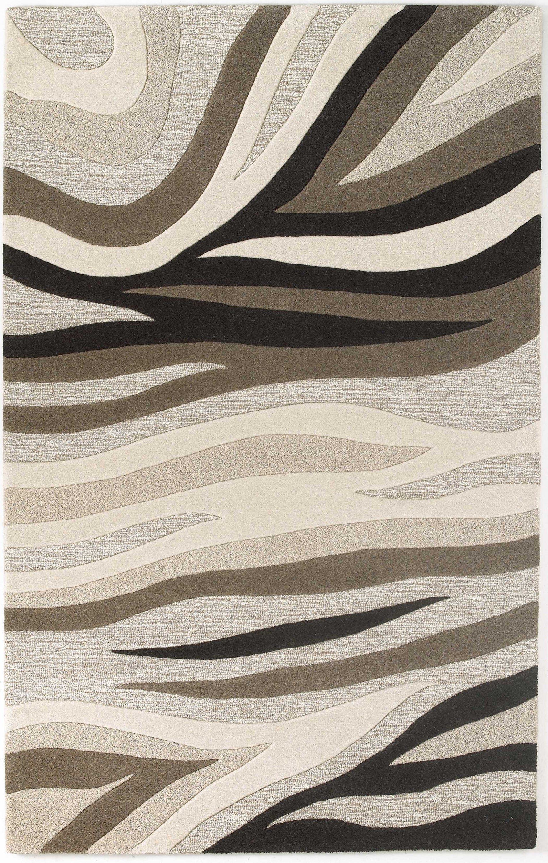 5x8 Natural Beige Hand Tufted Abstract Waves Indoor Area Rug showcasing elegant abstract wave patterns in a soft beige color.