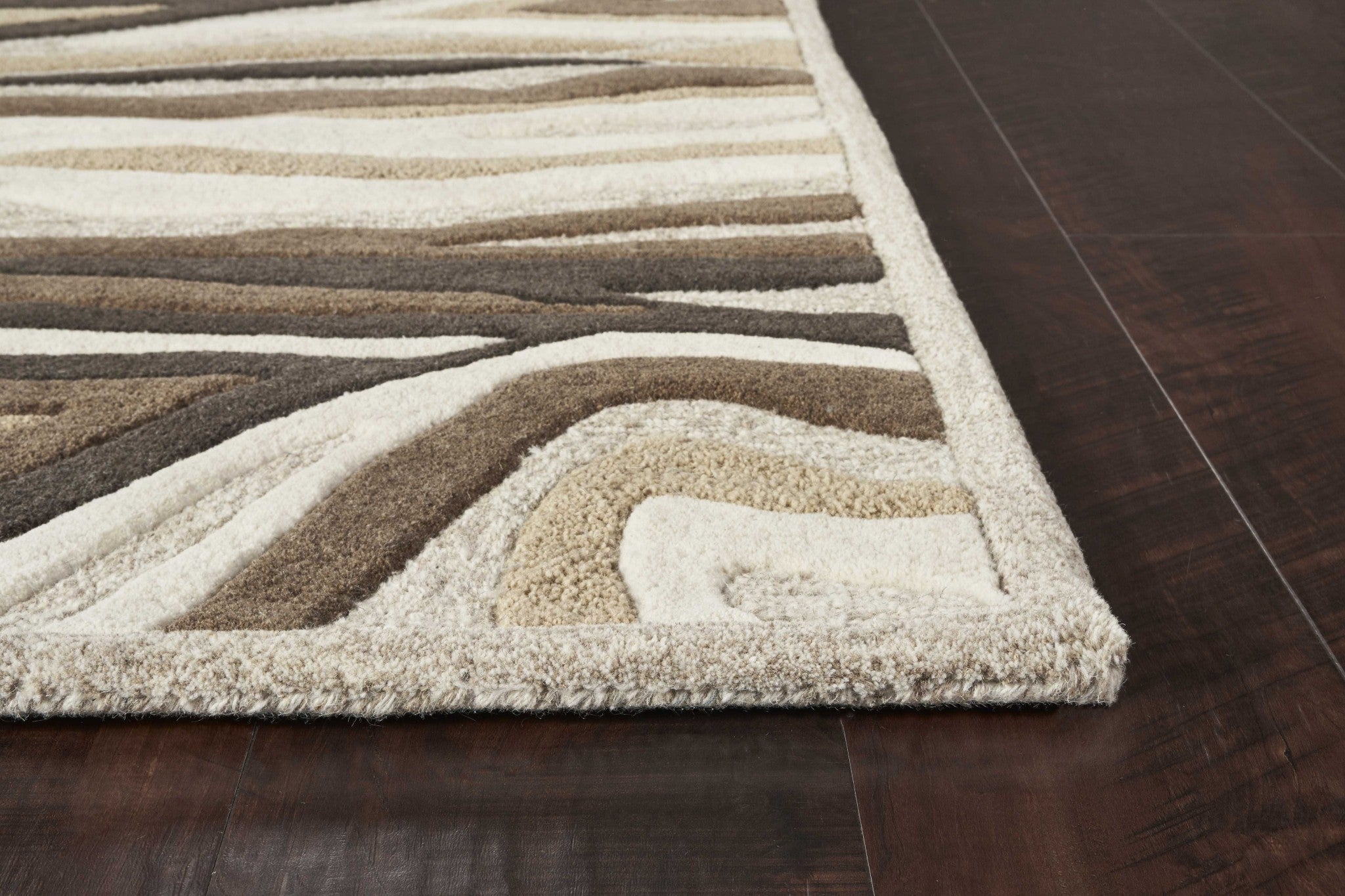 5x8 Natural Beige Hand Tufted Abstract Waves Indoor Area Rug showcasing elegant abstract wave patterns in a soft beige color.