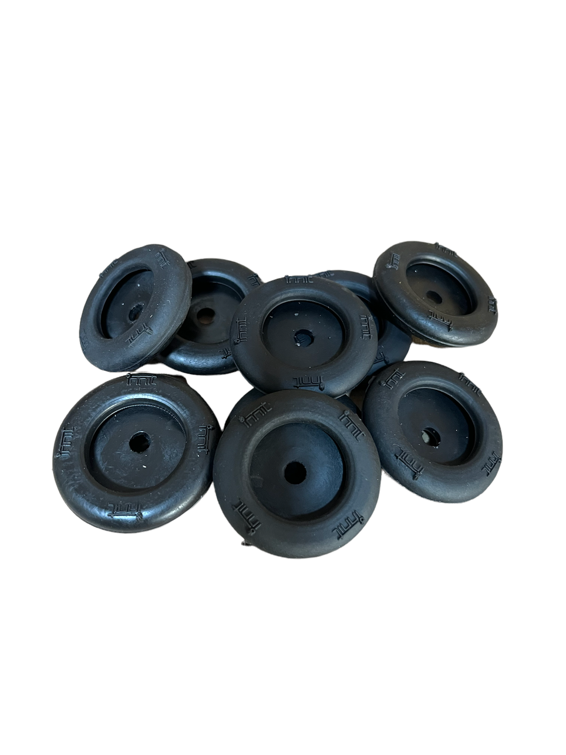 Set of 6 Acapulco Feet Caps in white and black, designed for various chair models.