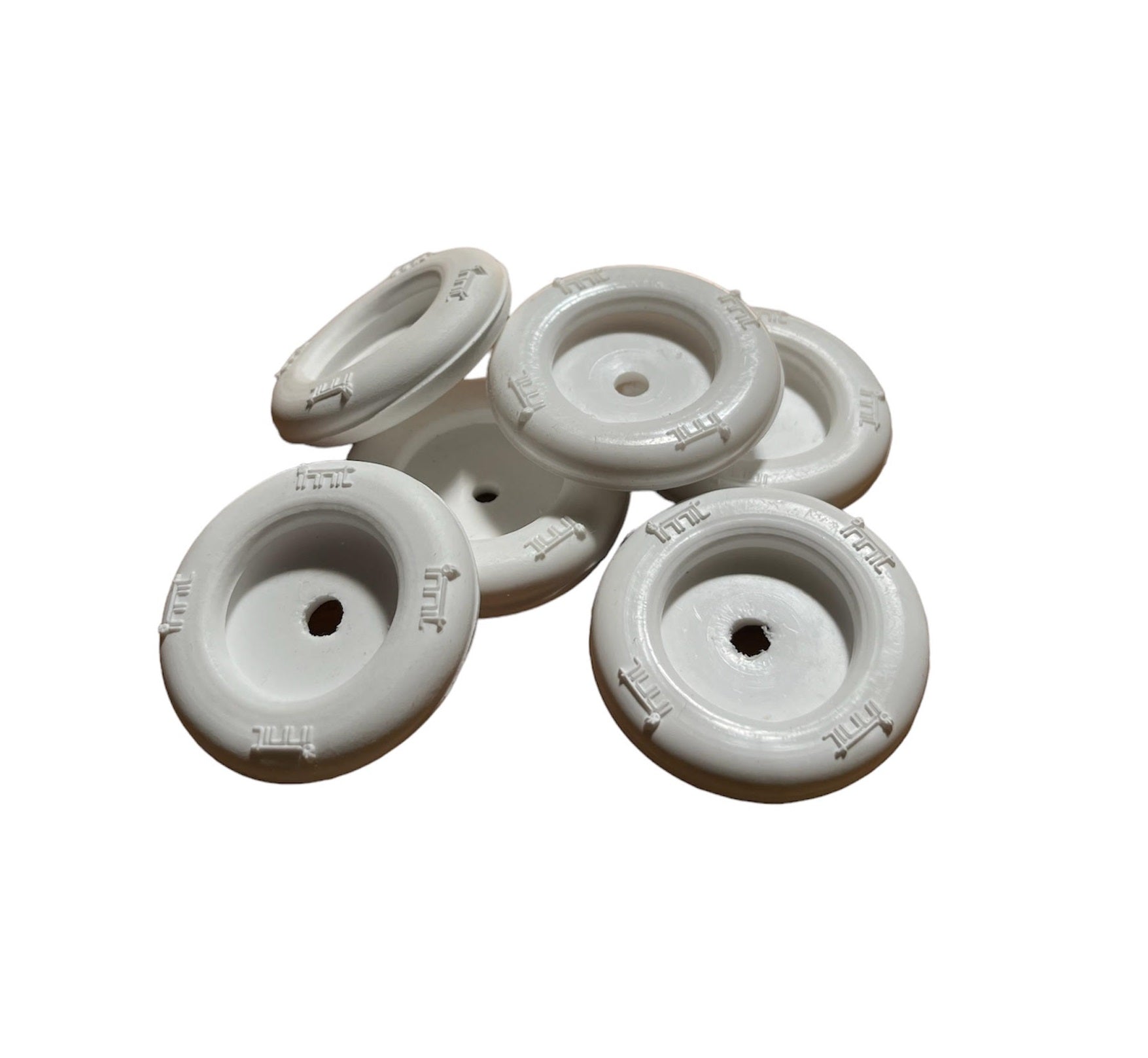 Set of 6 Acapulco Feet Caps in white and black, designed for various chair models.