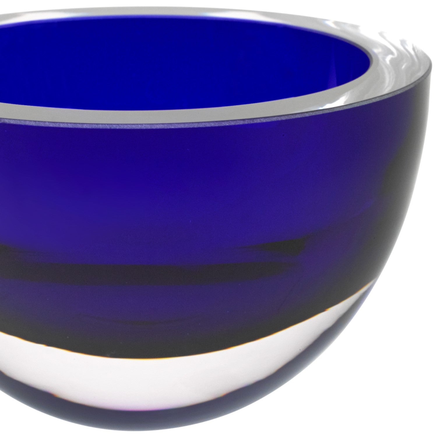 A stunning 6-inch cobalt blue crystal bowl, mouth blown and lead-free, showcasing elegant craftsmanship and perfect for serving food.