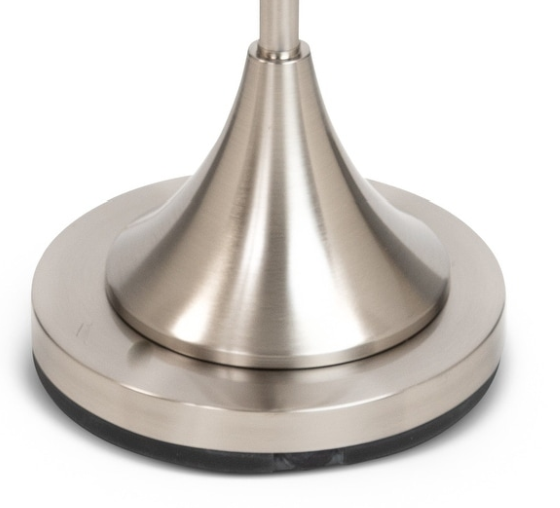 A stylish 62inches Drum Shade Crystal Bead Metal Floor Lamp with a nickel finish base and elegant crystal bead accents, perfect for home decor.