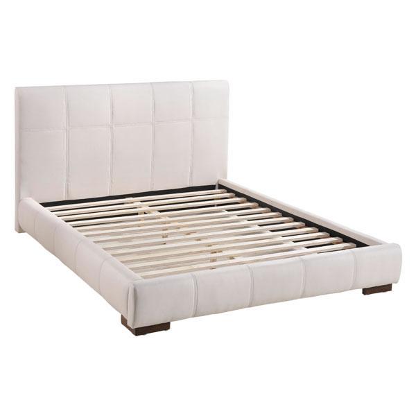 Queen White Amelie Bed featuring luxurious leatherette quilting and a modern design, perfect for stylish bedrooms.