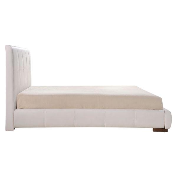 Queen White Amelie Bed featuring luxurious leatherette quilting and a modern design, perfect for stylish bedrooms.