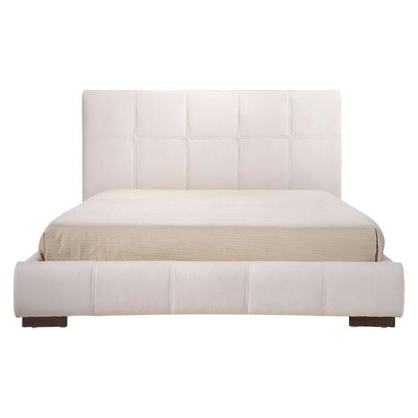 Queen White Amelie Bed featuring luxurious leatherette quilting and a modern design, perfect for stylish bedrooms.