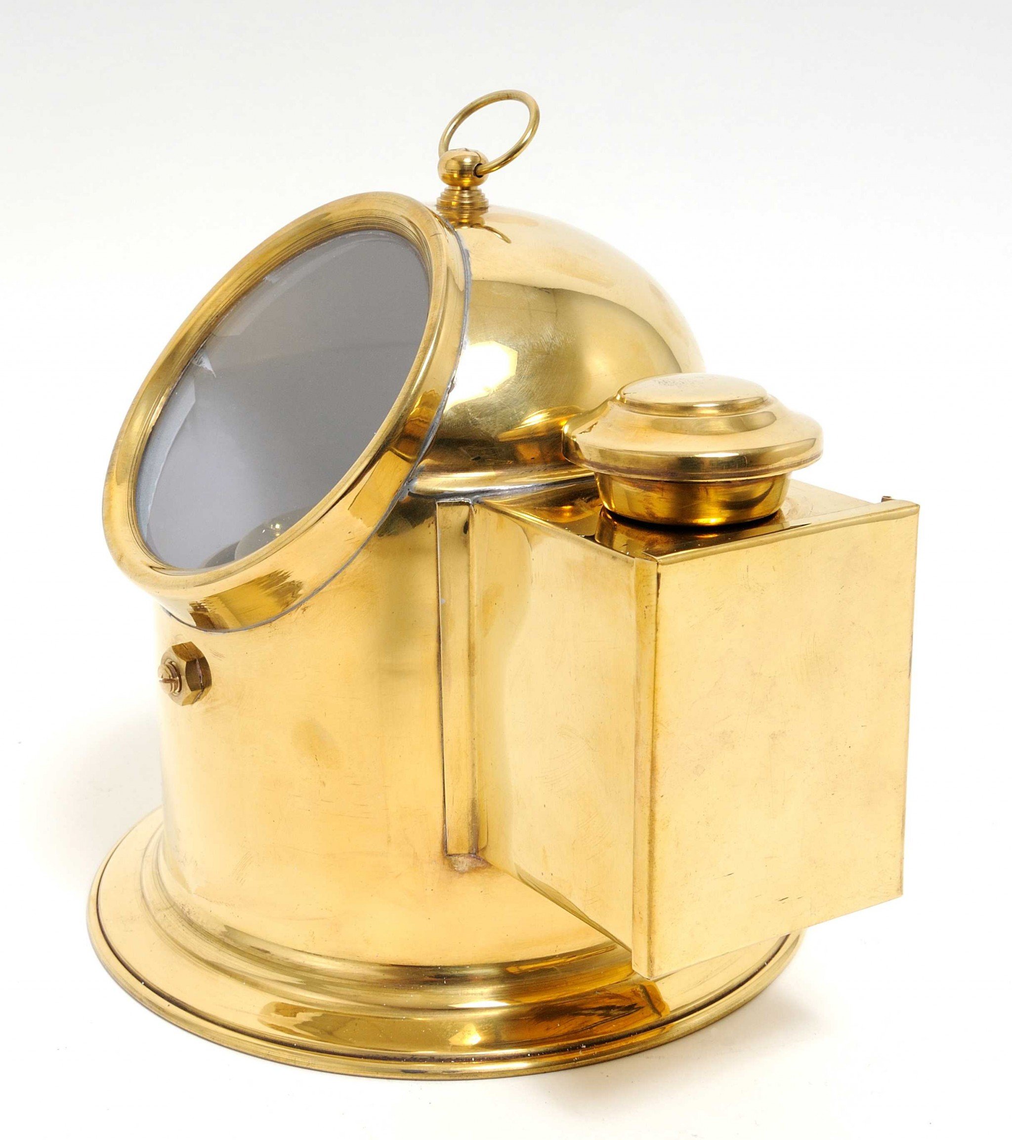 Large Binnacle Compass made of solid brass with a glass window and display oil lamp, showcasing its elegant design.