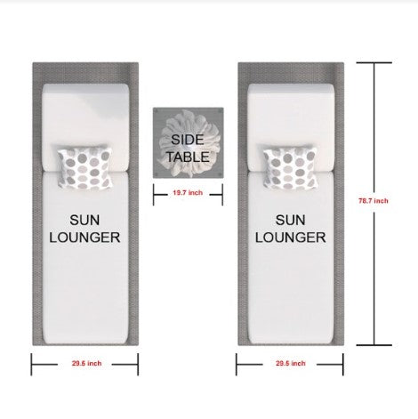 Brown 3-Piece Outdoor Arm Chaise Lounge set featuring two lounges with cushions and a glass-top table, perfect for outdoor relaxation.