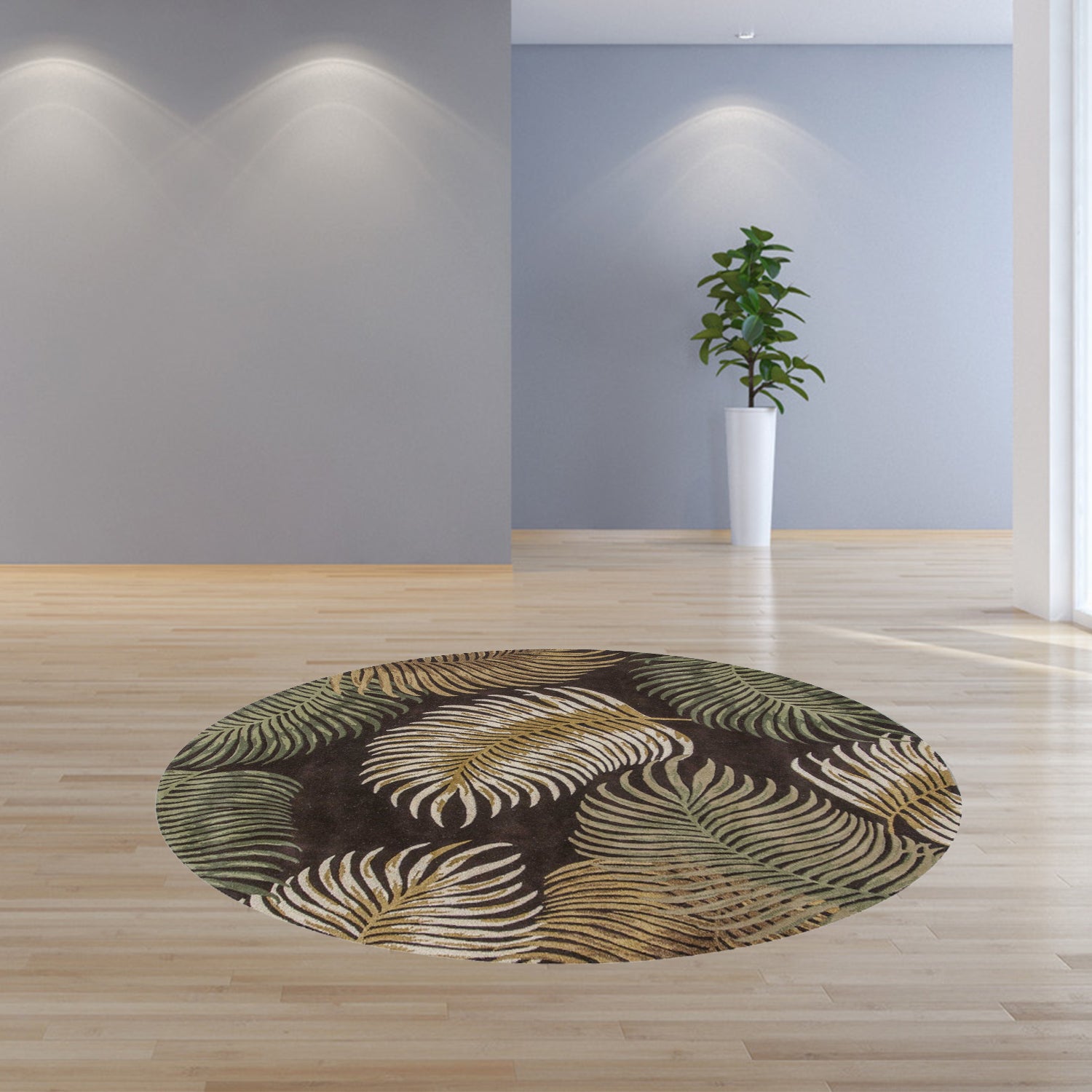 A beautifully crafted 7-inch round wool espresso area rug featuring a rich brown color and intricate hand-tufted design, perfect for enhancing home decor.