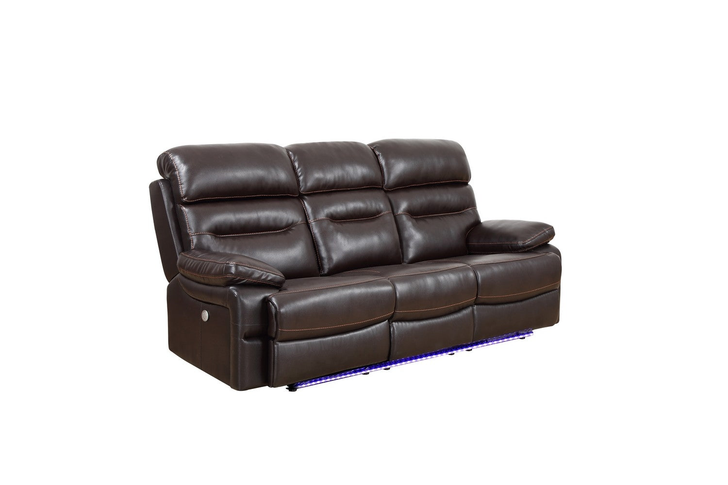 Elegant brown power reclining sofa with plush cushions and leather upholstery, measuring 89x40x41 inches, perfect for modern living rooms.