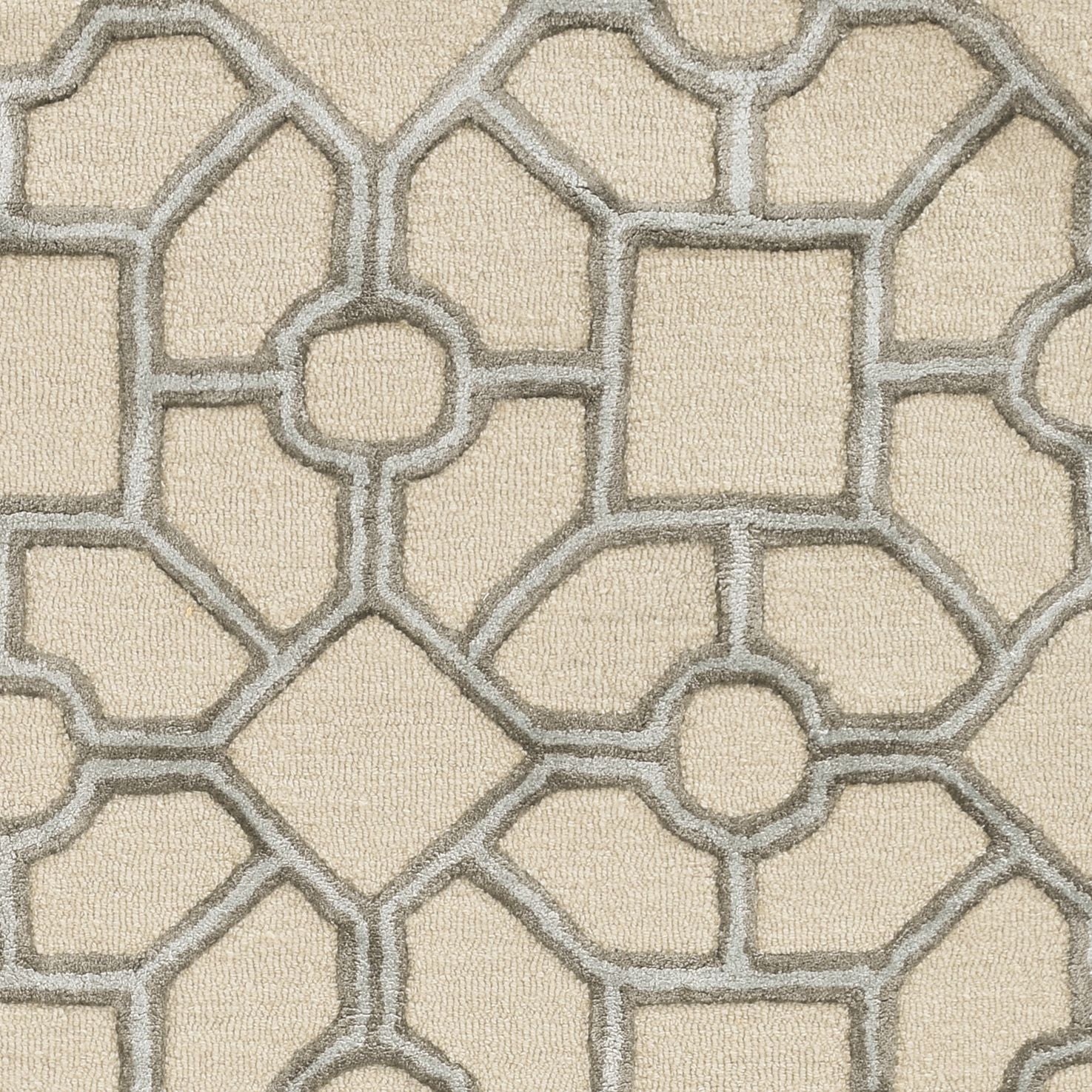 8-inch beige hand tufted geometric indoor runner rug showcasing intricate patterns and textures, perfect for modern home decor.