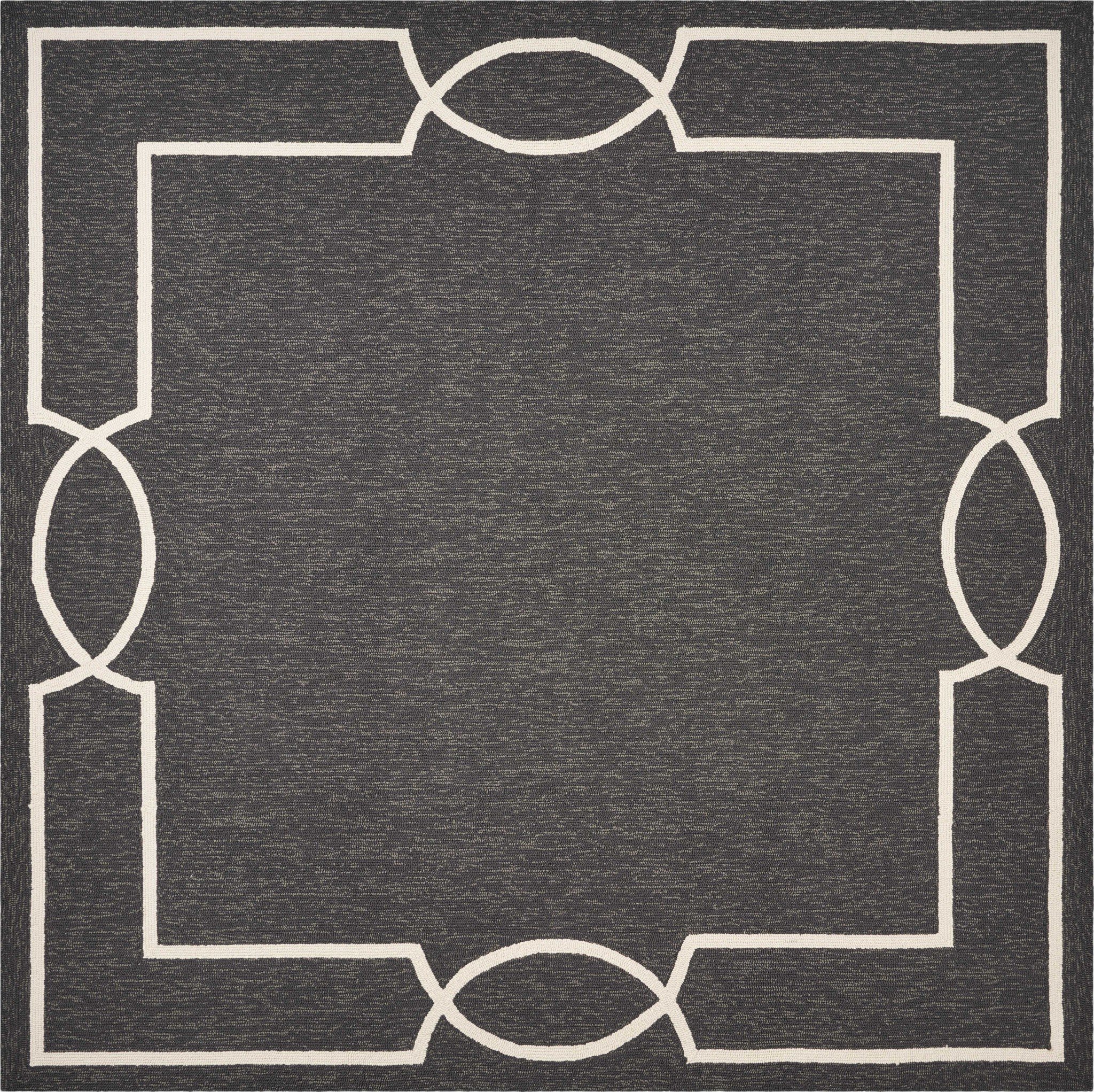 8-inch grey machine woven traditional quatrefoil round indoor area rug with metallic accents, showcasing an elegant pattern and soft texture.