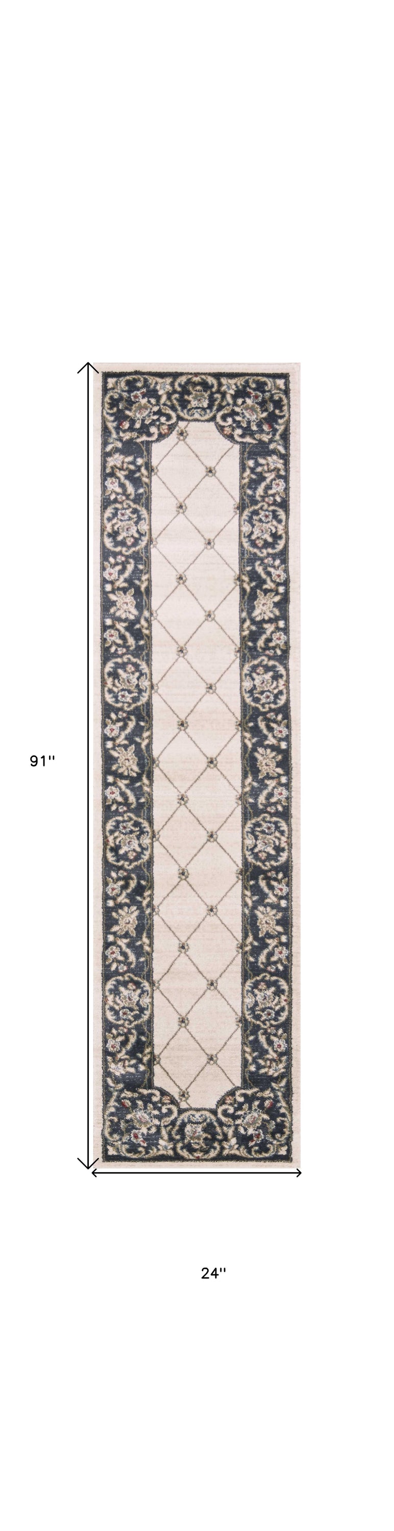 8-inch Ivory and Grey Polypropylene Runner Rug, showcasing a modern design with a soft texture, perfect for enhancing home decor.
