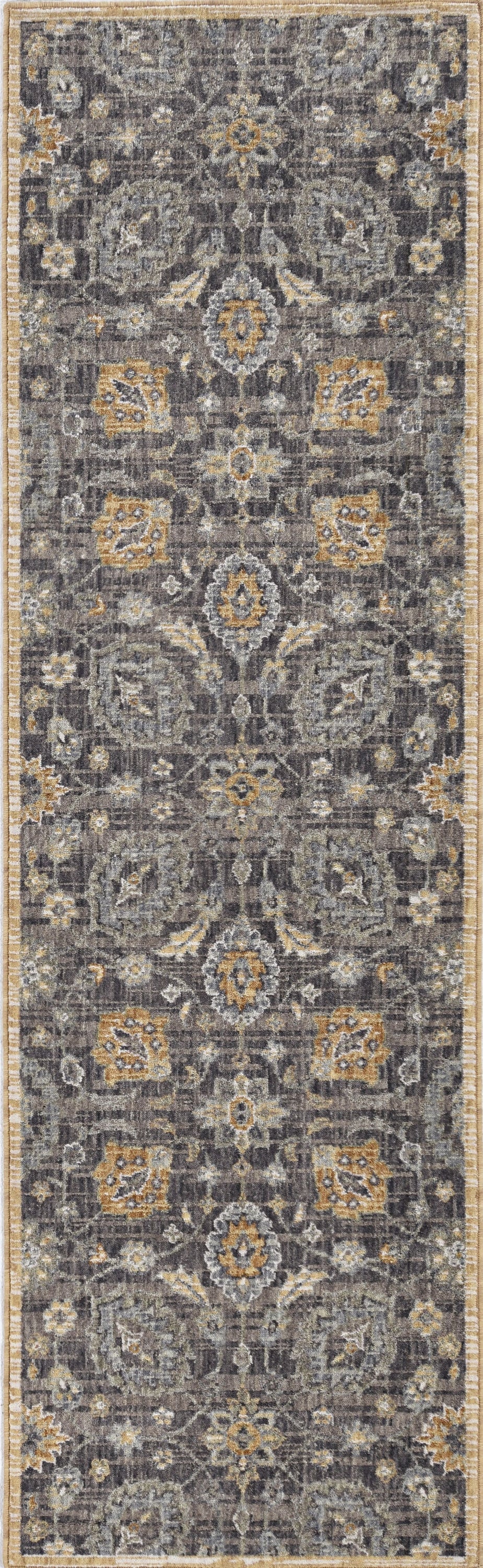 8-inch taupe machine woven vintage traditional indoor runner rug, showcasing intricate patterns and soft texture, perfect for elegant living spaces.