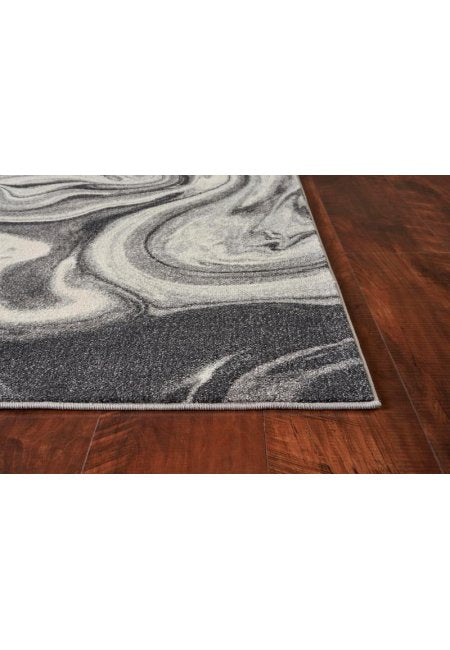 8x10 Grey Blue Machine Woven Abstract Marble Indoor Area Rug showcasing unique watercolor patterns and soft texture.