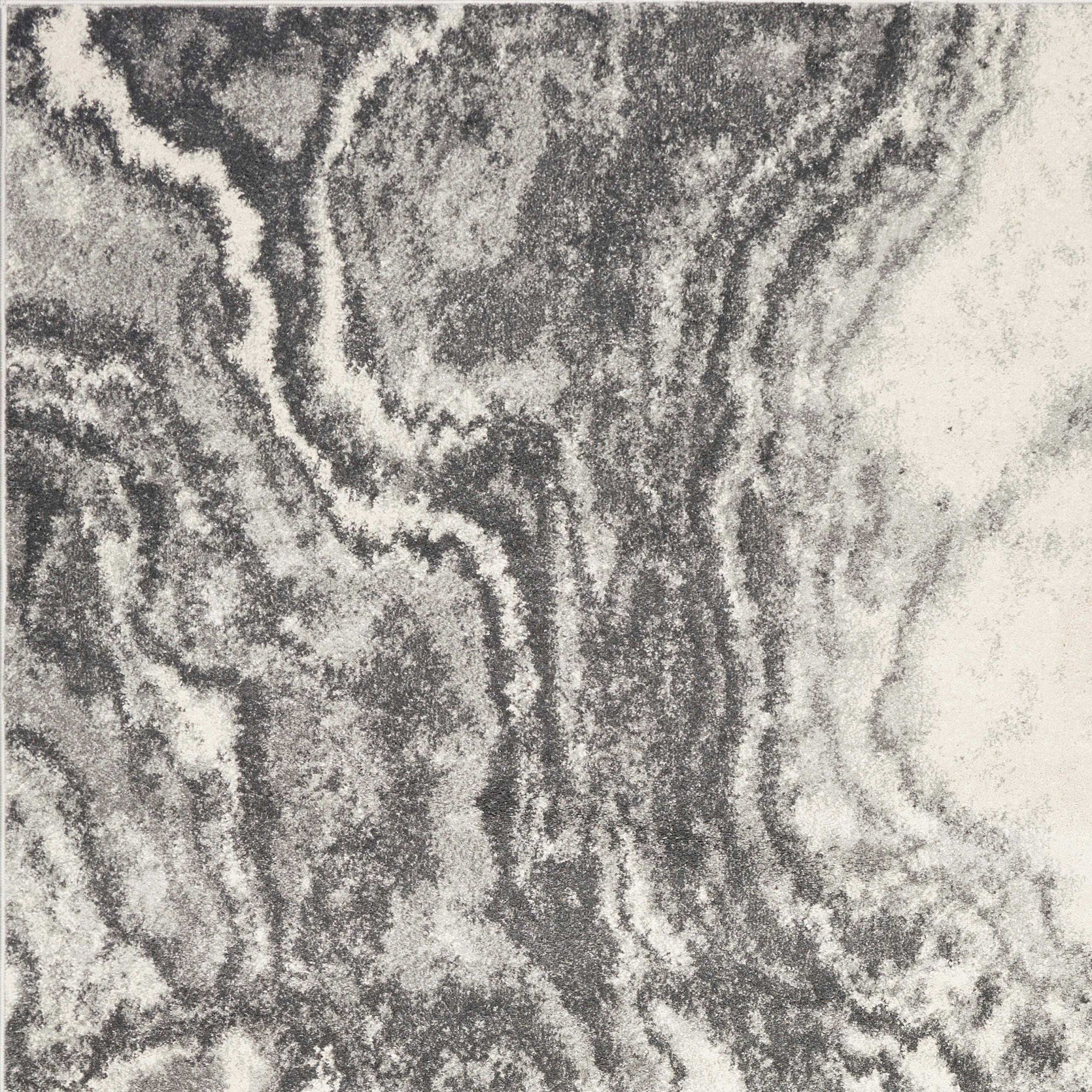 8x10 ivory grey machine woven abstract marble indoor area rug showcasing unique watercolor patterns.