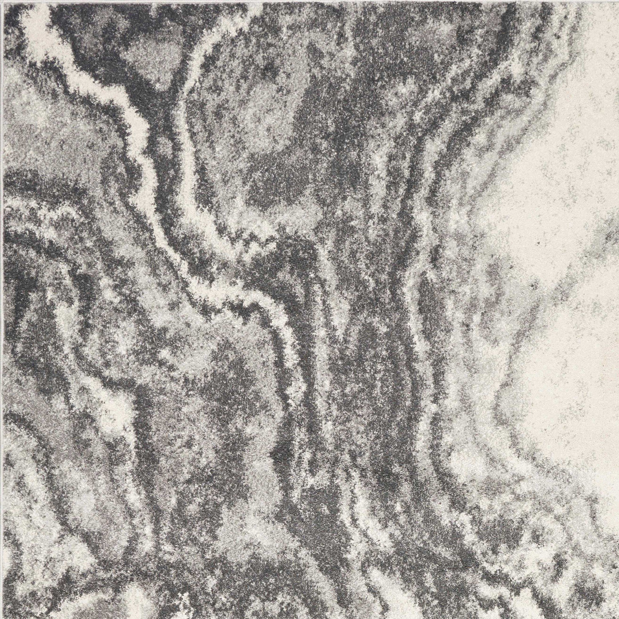 8x10 ivory grey machine woven abstract marble indoor area rug showcasing unique watercolor patterns.