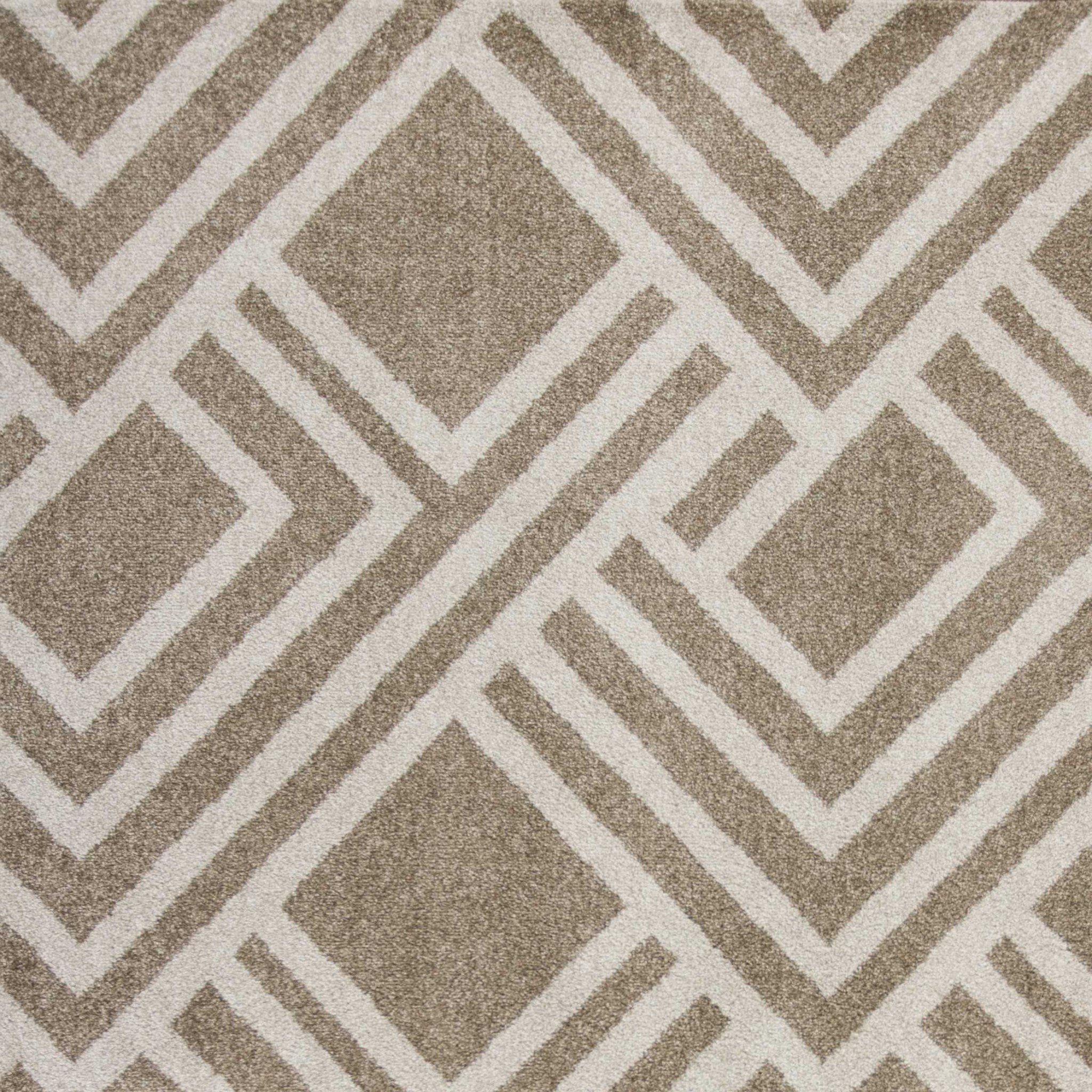 A beautiful beige geometric rug measuring 8x11 inches, machine woven and UV treated, perfect for modern indoor decor.
