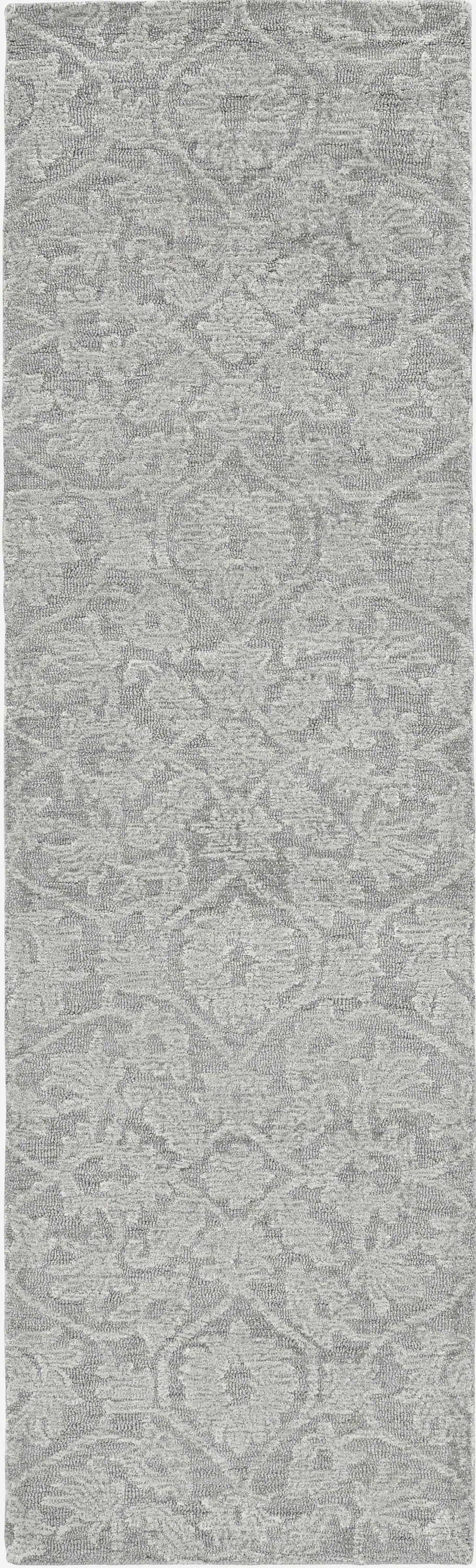 8x11 inches grey hand tufted space dyed ogee indoor area rug with a plush texture and elegant design, perfect for living room decor.
