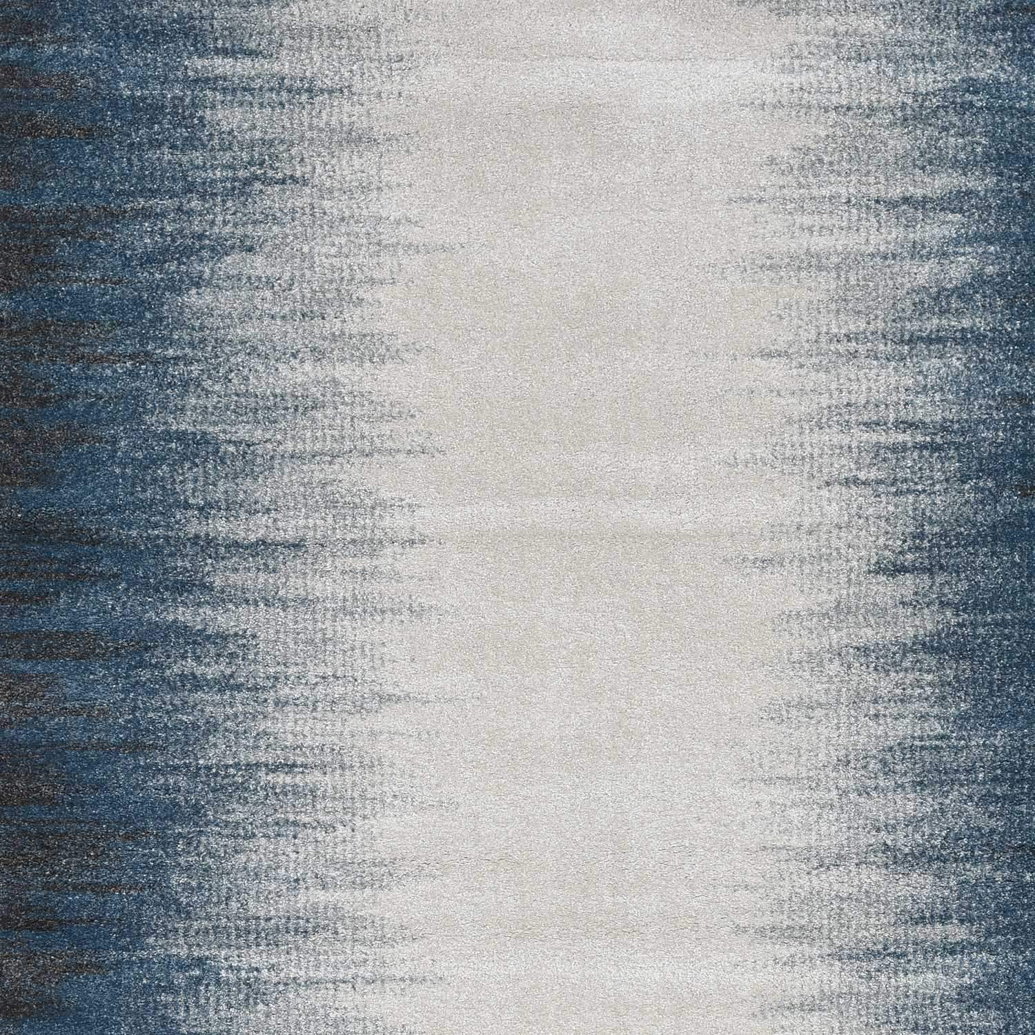 8 inches x 11 inches ivory blue machine woven ombre indoor area rug with plush texture and elegant design.