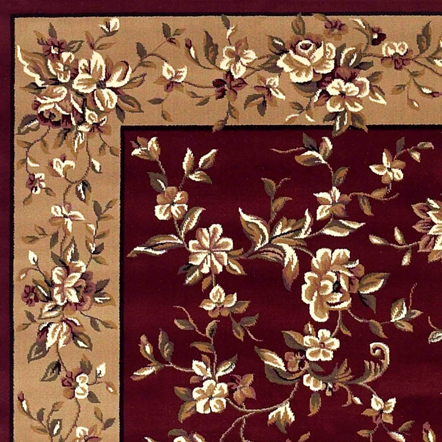 A beautiful 8x11 inches red and beige floral traditional indoor area rug, showcasing intricate patterns and vibrant colors, perfect for enhancing home decor.