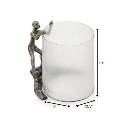 Antique Silver Climber Chiseled Glass decorative accent, showcasing elegant design and high-grade aluminum craftsmanship.