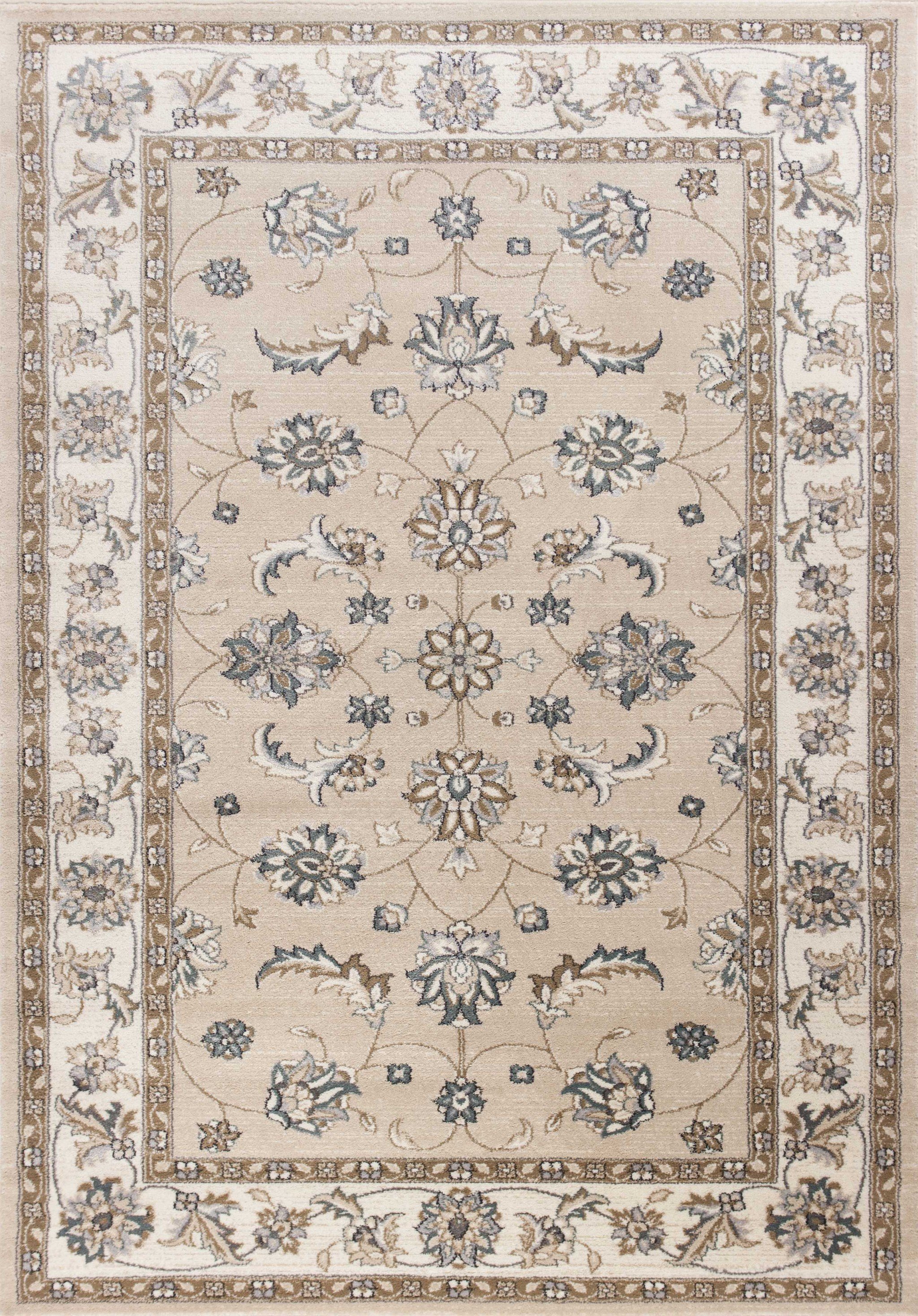 A beautiful 9x12 inches polypropylene area rug in beige and ivory, showcasing a modern design suitable for living room decor.