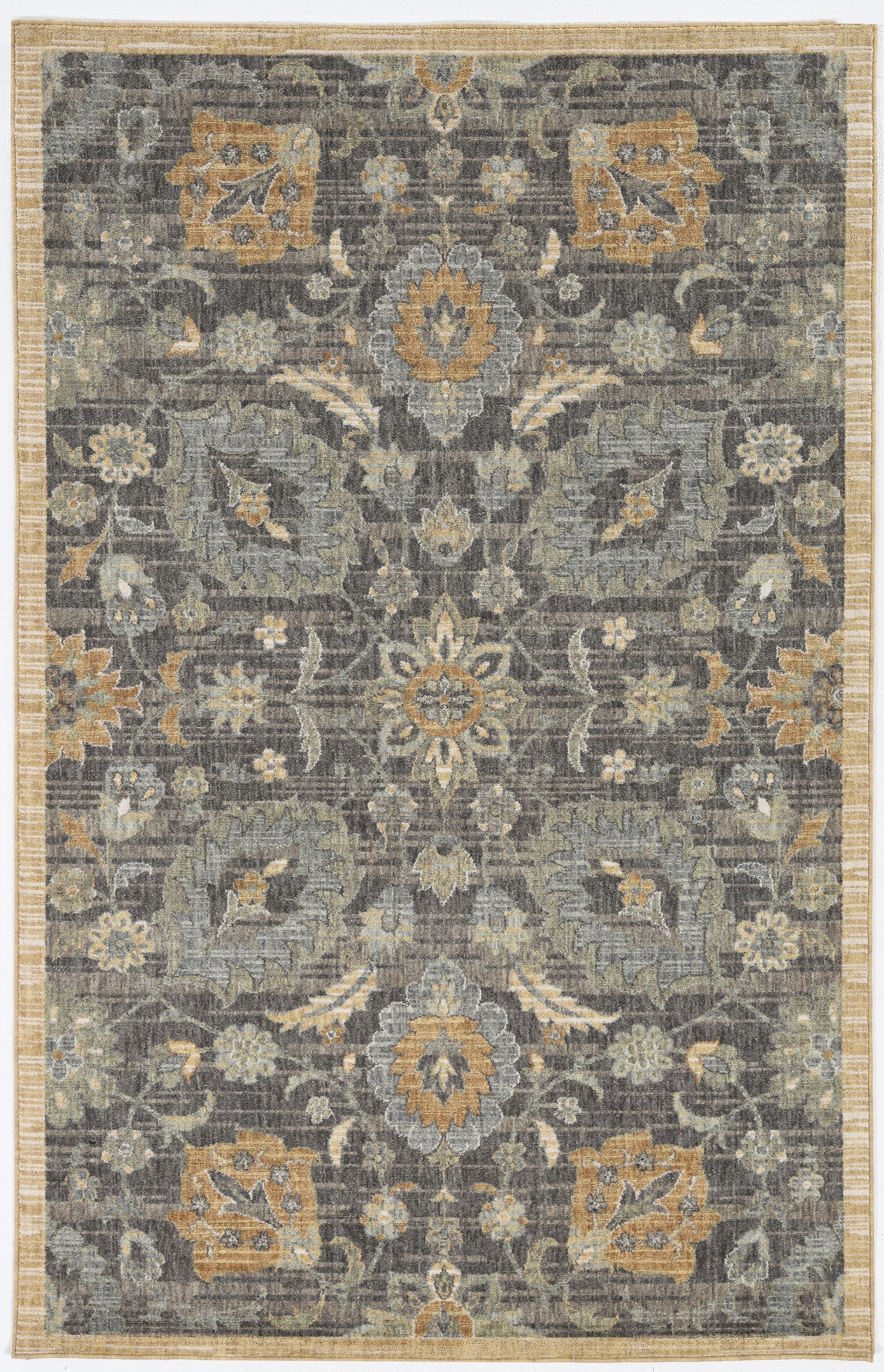 9x13 taupe machine woven vintage floral traditional indoor rug, showcasing intricate floral patterns and soft taupe color.