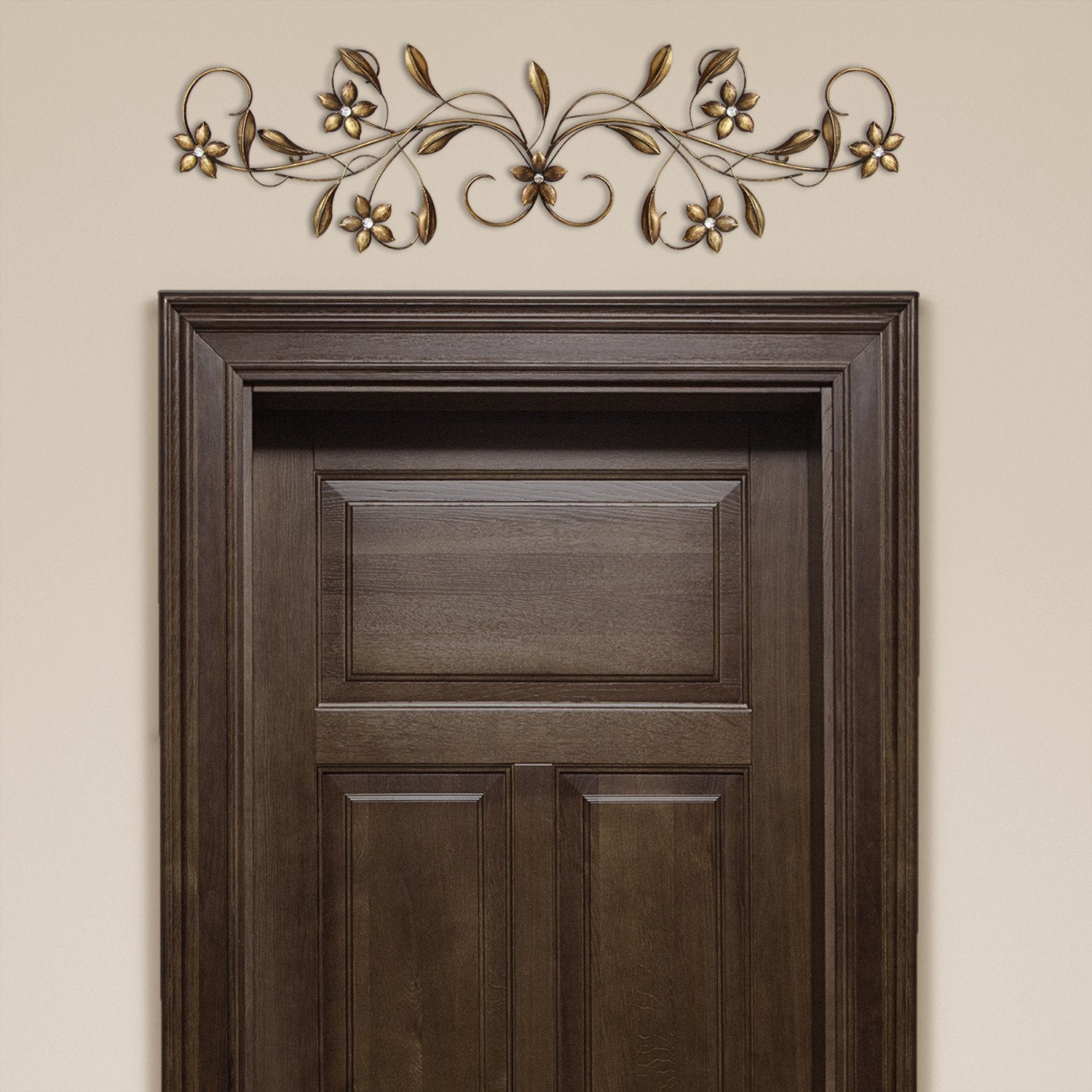 Antique Gold Metal Scroll Wall Decor featuring intricate scrollwork design, perfect for enhancing home decor.