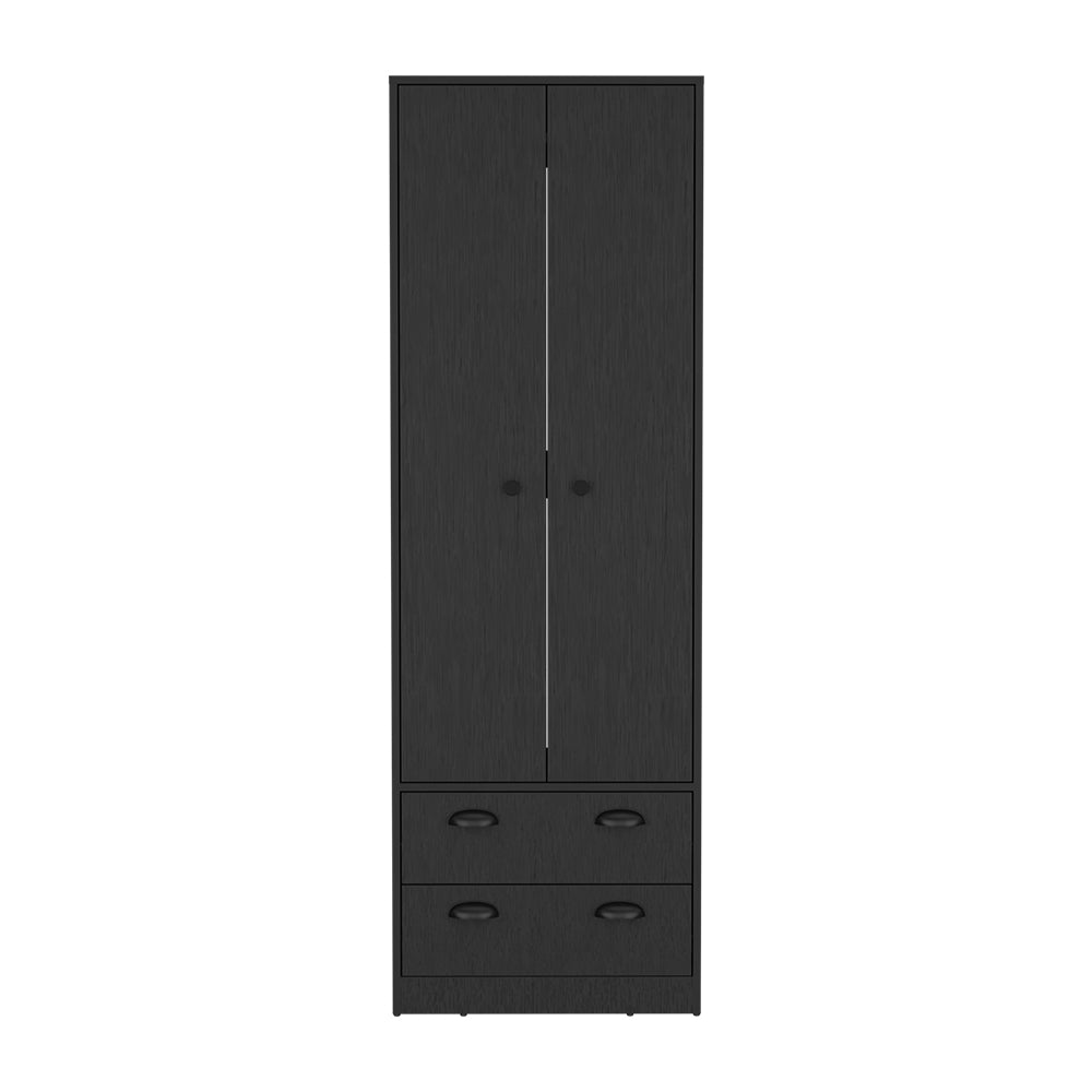 Hobbs Armoire in Black Wengue Finish showcasing spacious cabinet and drawers.