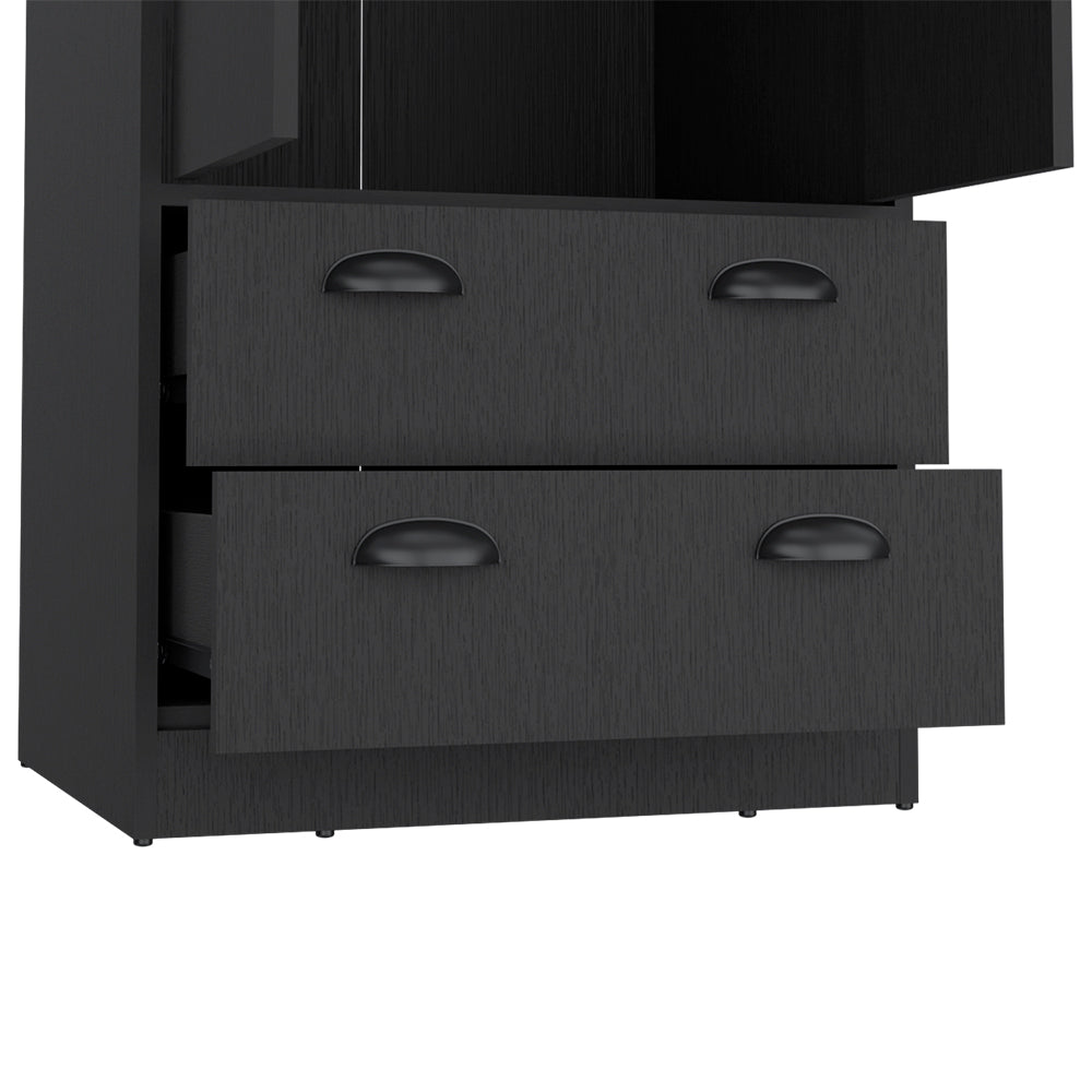 Hobbs Armoire in Black Wengue Finish showcasing spacious cabinet and drawers.