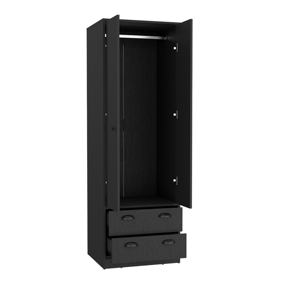 Hobbs Armoire in Black Wengue Finish showcasing spacious cabinet and drawers.