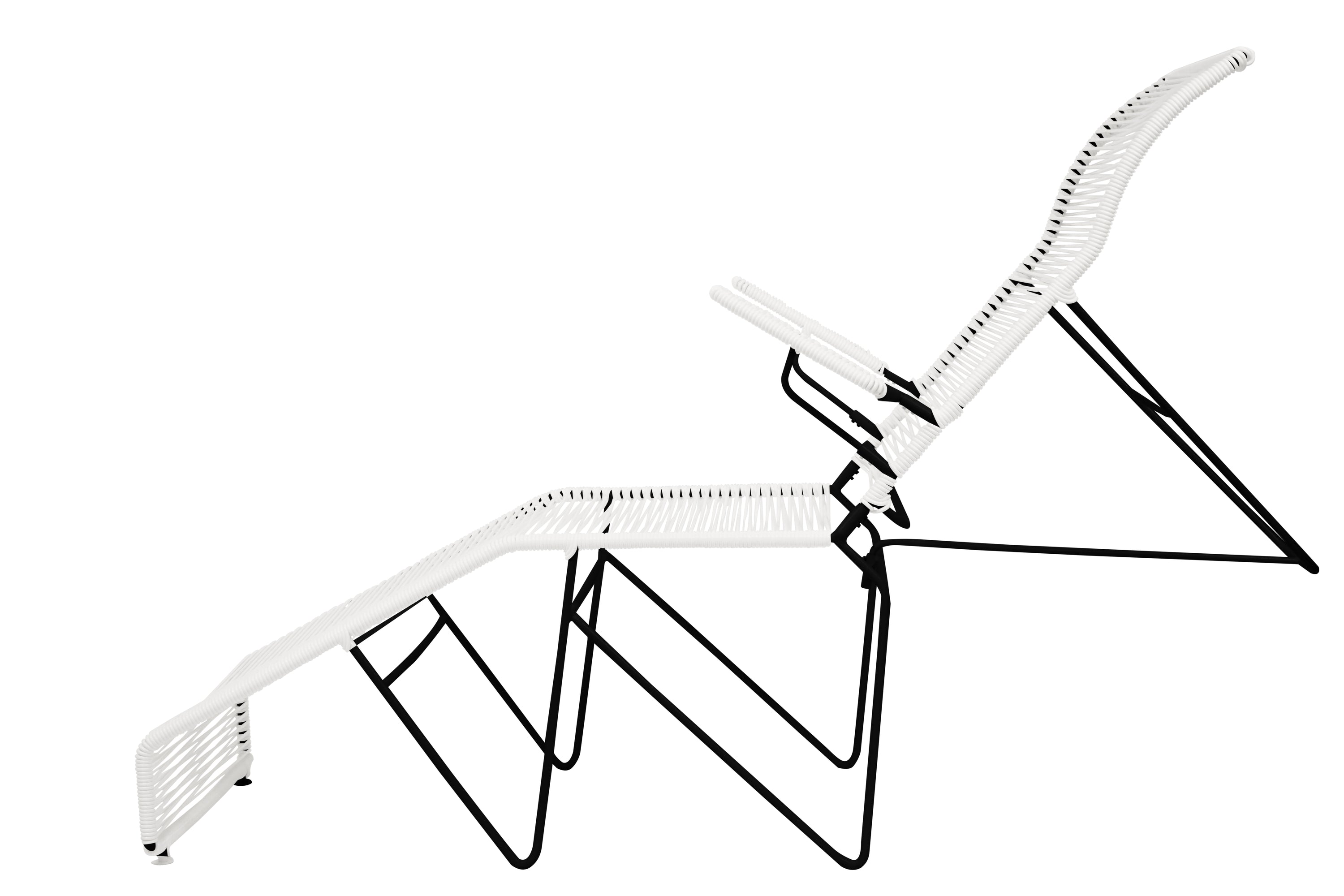 Asereno Vinyl Chaise Lounger in a stylish outdoor setting, showcasing its sleek design and durable material.