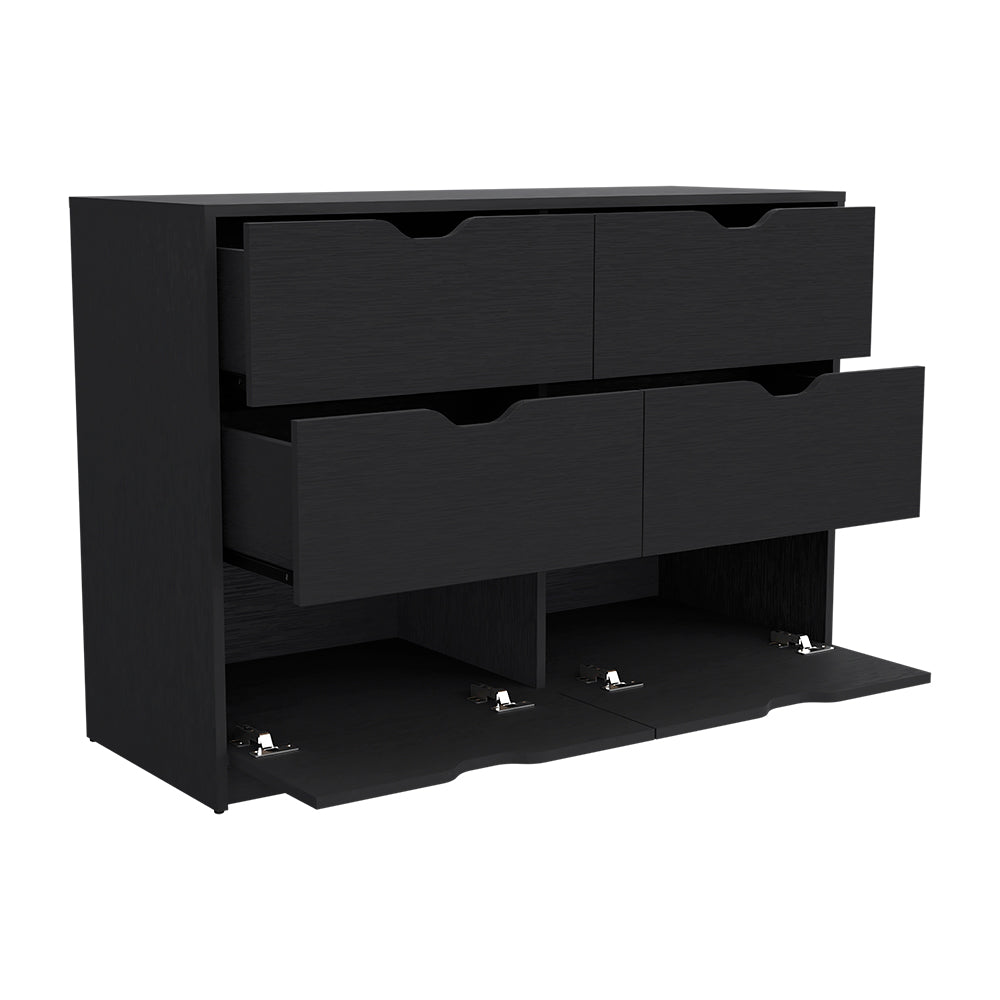 Bennett 2 Piece Bedroom Set featuring a black wengue finish, including a nightstand and dresser with spacious drawers.