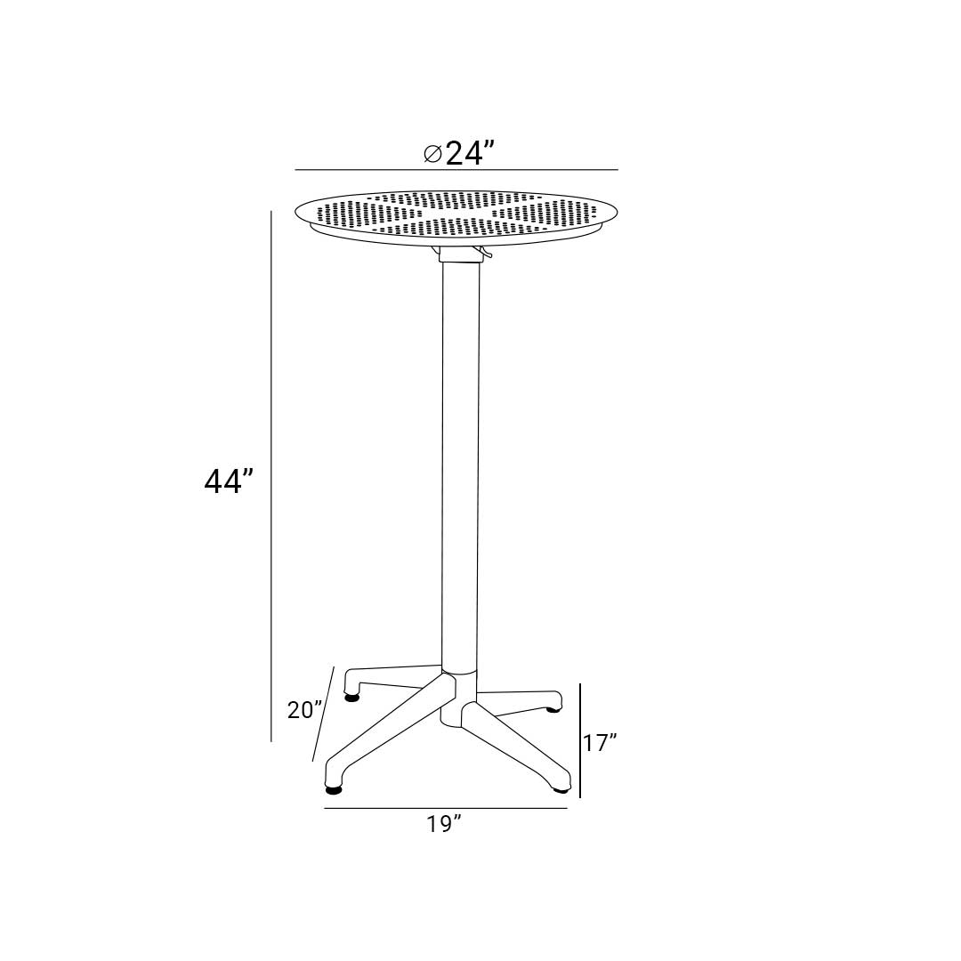Bistro Bar Table Ø26" in black, featuring a sleek round top and sturdy foldable design, perfect for outdoor use.