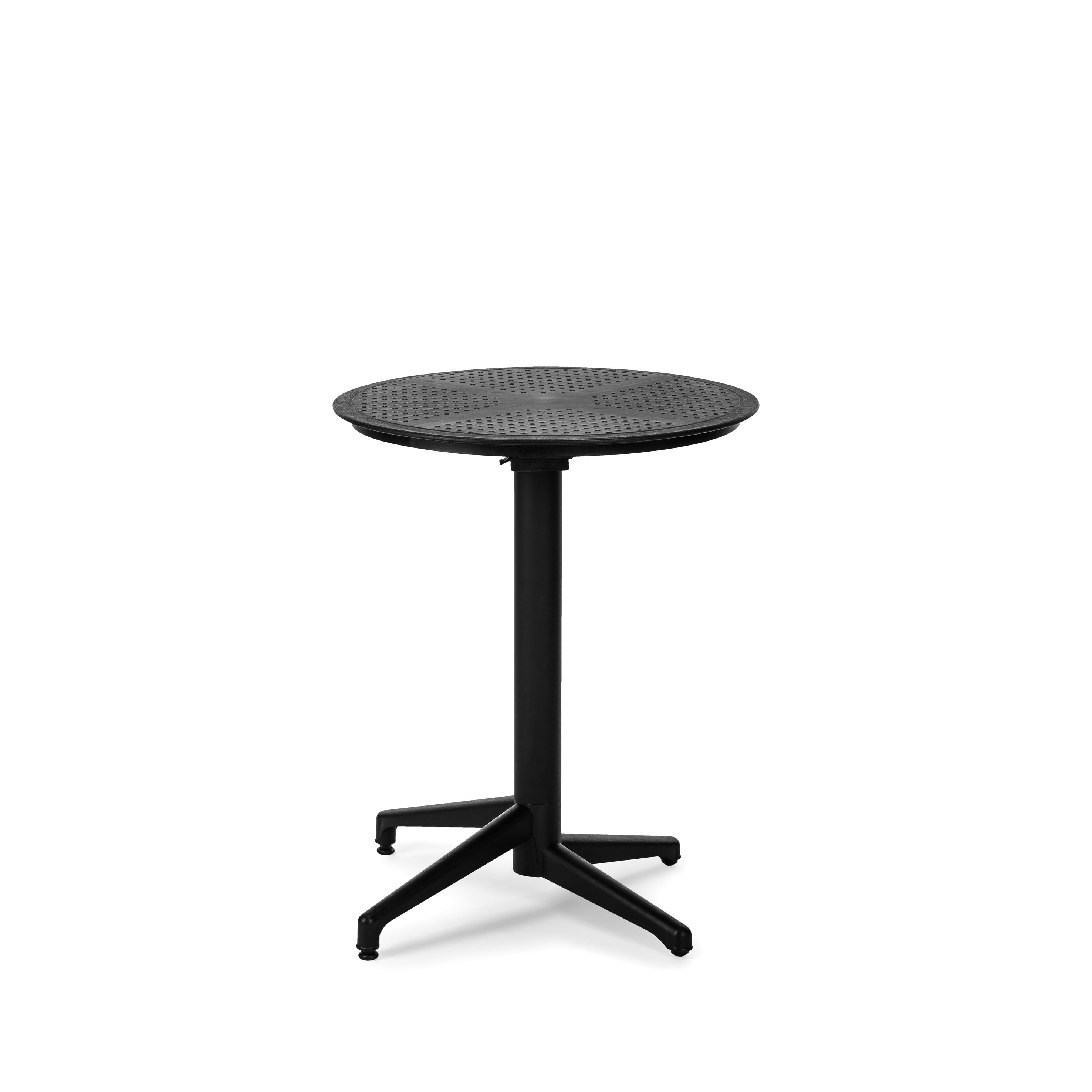 Bistro Table Fiona Ø24" in black, featuring a round fiberglass reinforced top and sturdy cross base, perfect for outdoor dining.