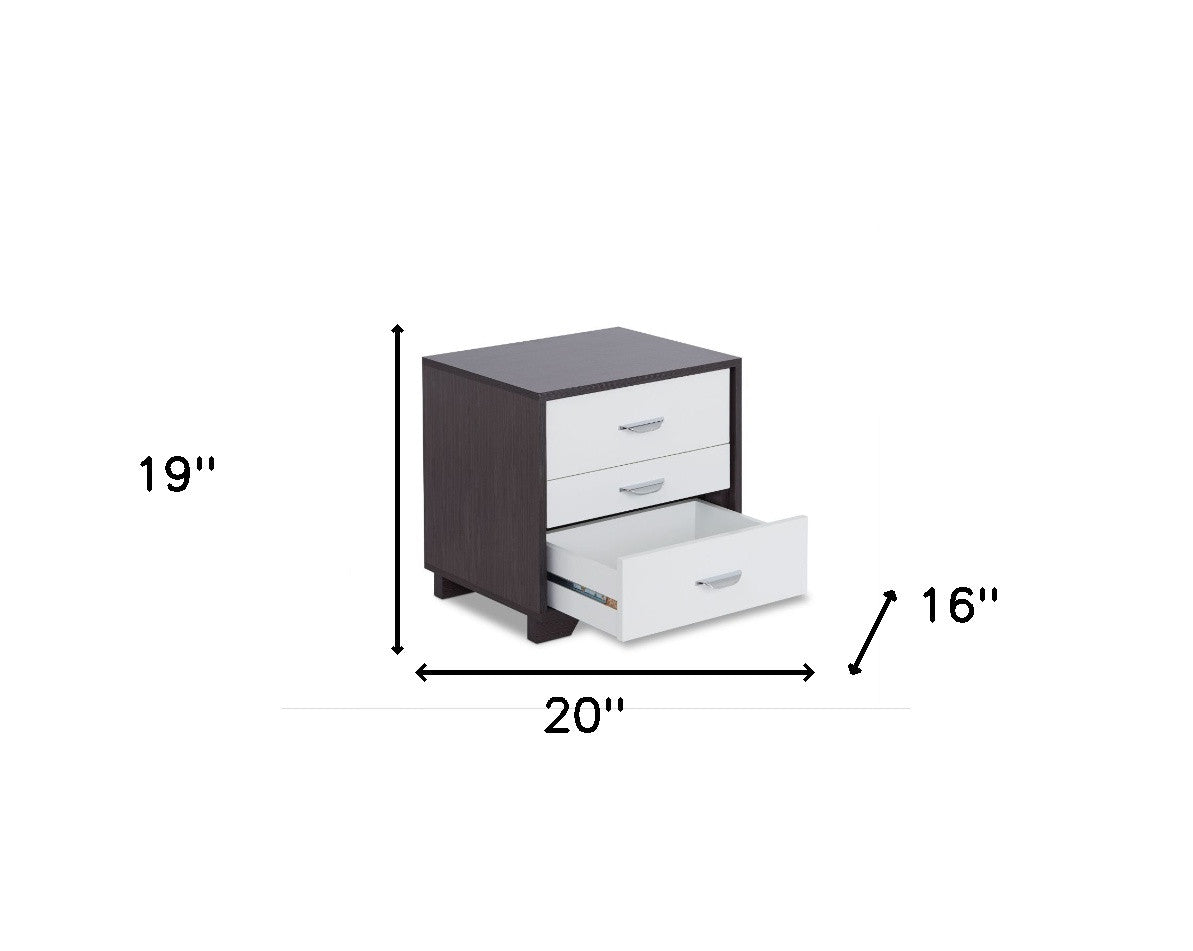 Black and White Metal 3 Drawer Nightstand with three drawers and modern design, perfect for bedroom or living room.