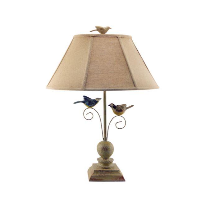 Cheerful Taupe Base Table Lamp featuring vibrant 3D colorful birds, elegantly designed for home decor.
