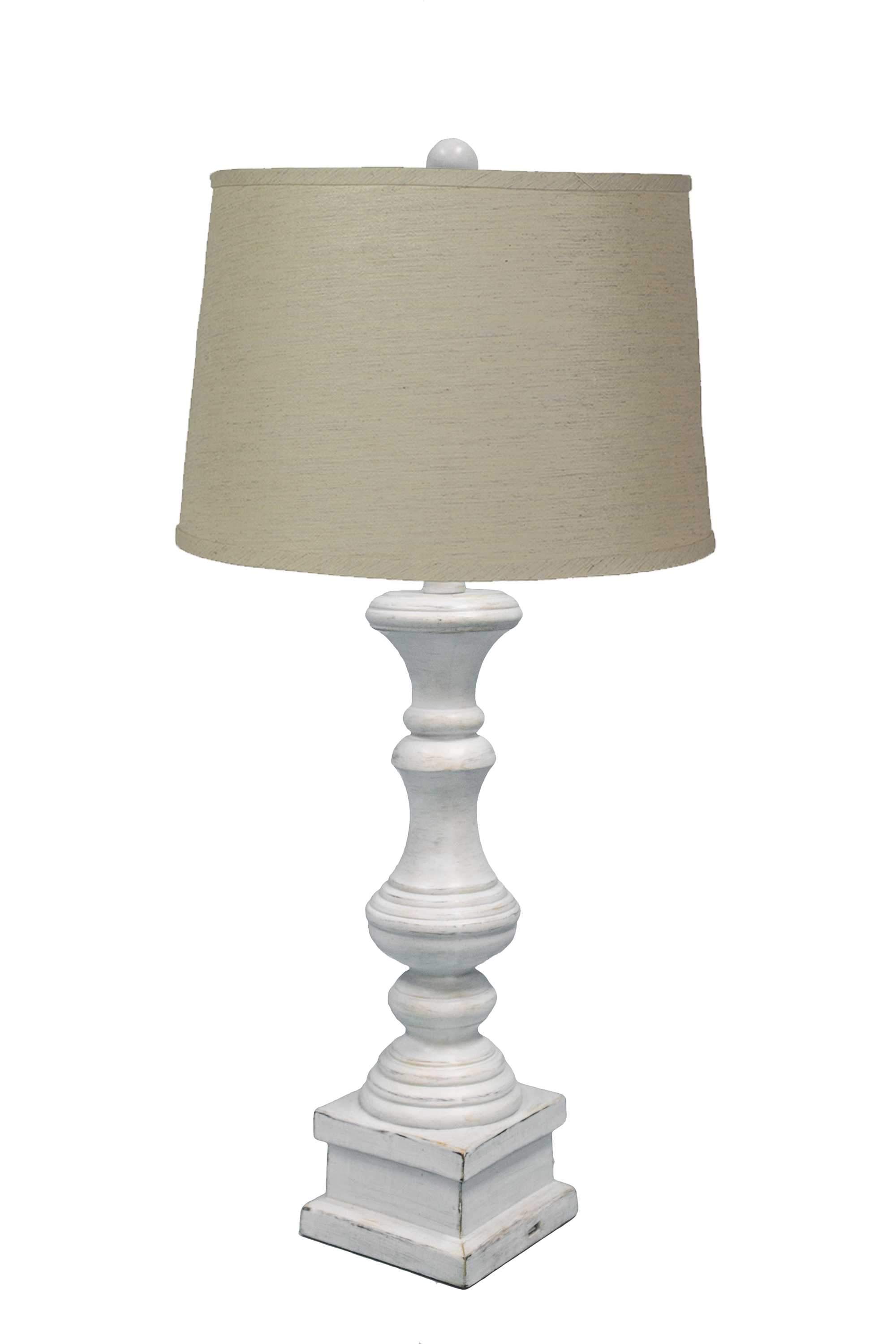 Distressed Whitewash Beige Shade Table Lamp with rustic charm and elegant design, perfect for home decor.