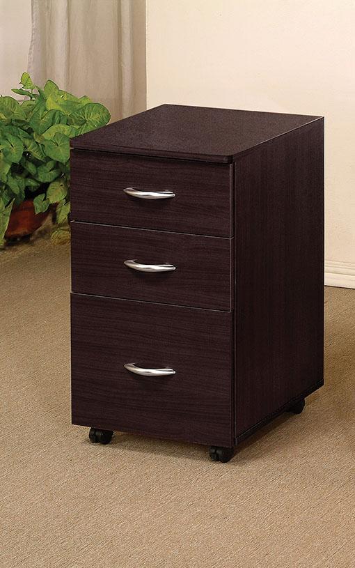 Espresso 3 Drawer File Cabinet with sleek design and modern finish, featuring three drawers for organized storage.