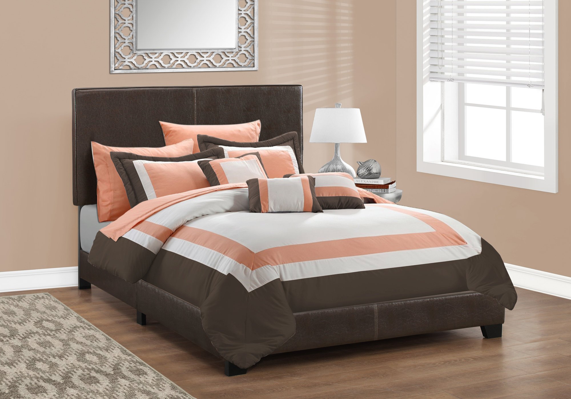 Full Size Rich Dark Brown Leather Look Bed featuring a modern design with high-grade foam and solid wood construction.