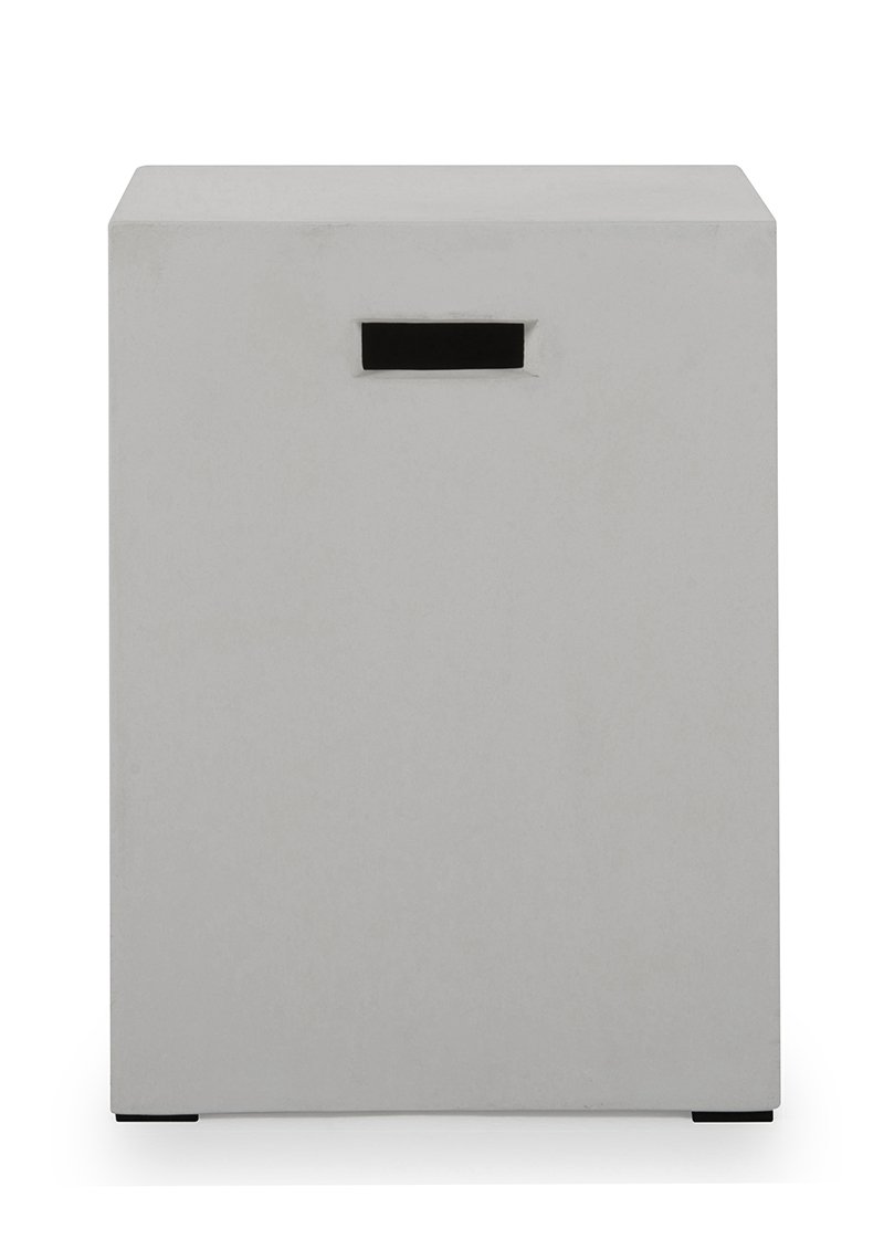 Ivory Concrete Dining Stool with modern design and side handles, perfect for urban interiors.