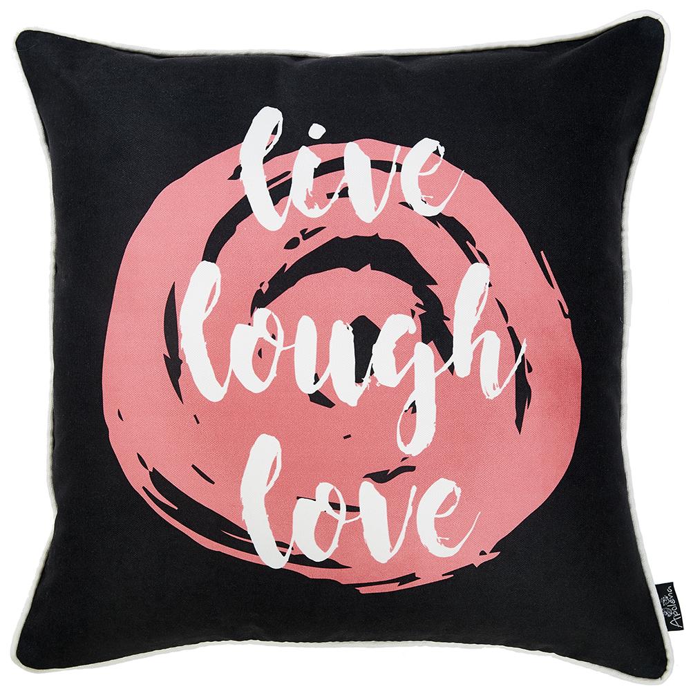 Live Laugh Love Decorative Throw Pillow Cover featuring vibrant colors and a hidden zipper, made from soft brushed polyester fabric.