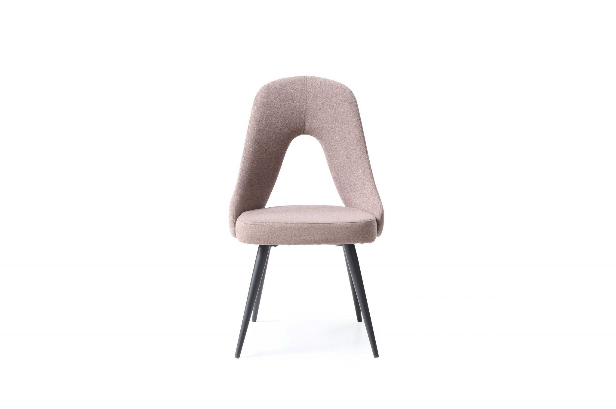 Set of two mauve brown upholstered dining chairs with metal frames, showcasing contemporary design and high-grade faux leather upholstery.