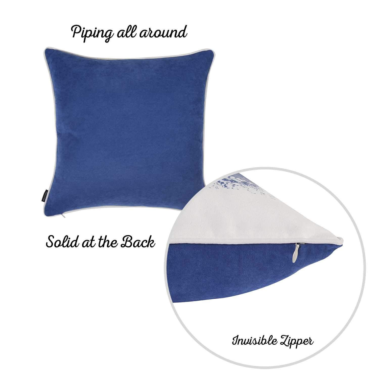 Merry Christmas Snow Scene Decorative Throw Pillow Cover featuring a vibrant snow scene design on luxurious brushed fabric with hidden zipper closure.