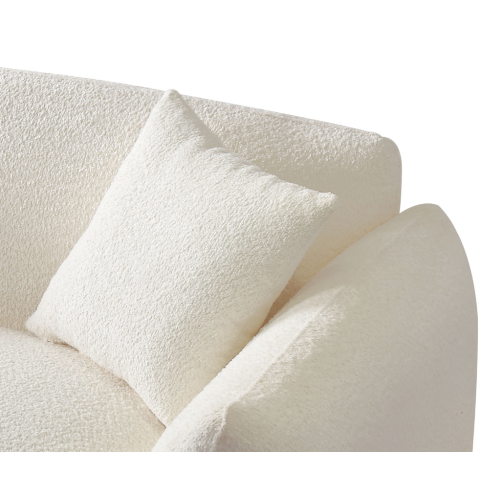 Mid Century Modern 3-Seater Sofa in beige upholstery with unique corner design, showcasing its stylish appearance and comfortable seating.