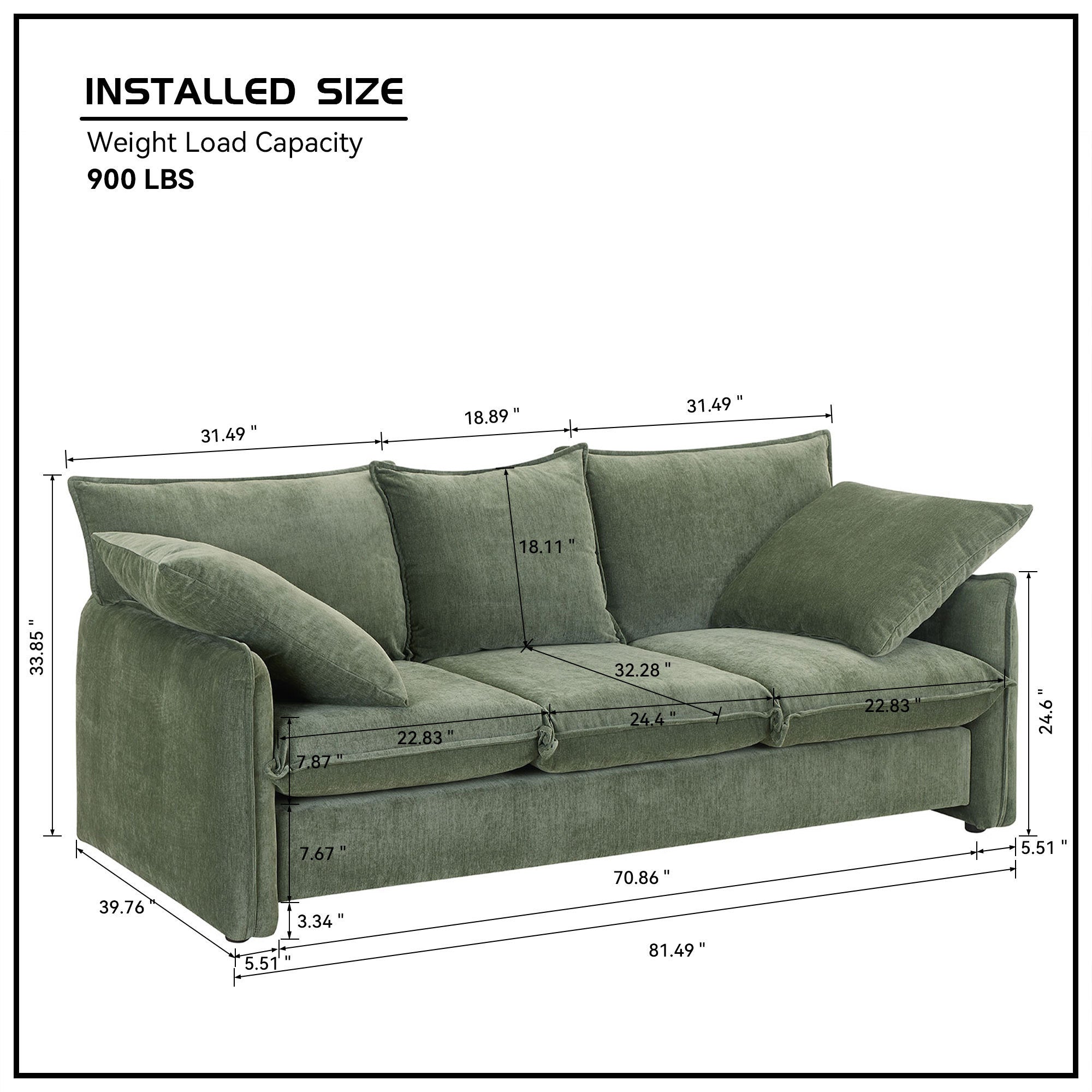 Mid-century 3-seater sofa in green upholstery with stylish stitching, perfect for living rooms and lounges.