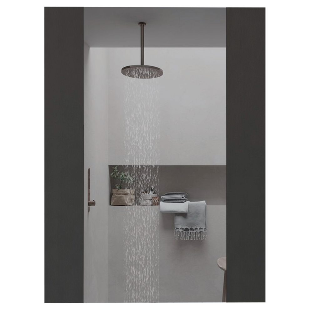 Mirror Weeds Medicine Cabinet with black wengue finish, featuring a large mirror and two external shelves for bathroom storage.