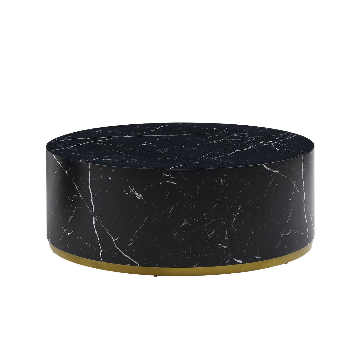 Modern Faux Marble Coffee Table in black, featuring a spacious 35.43-inch surface, perfect for living room decor.