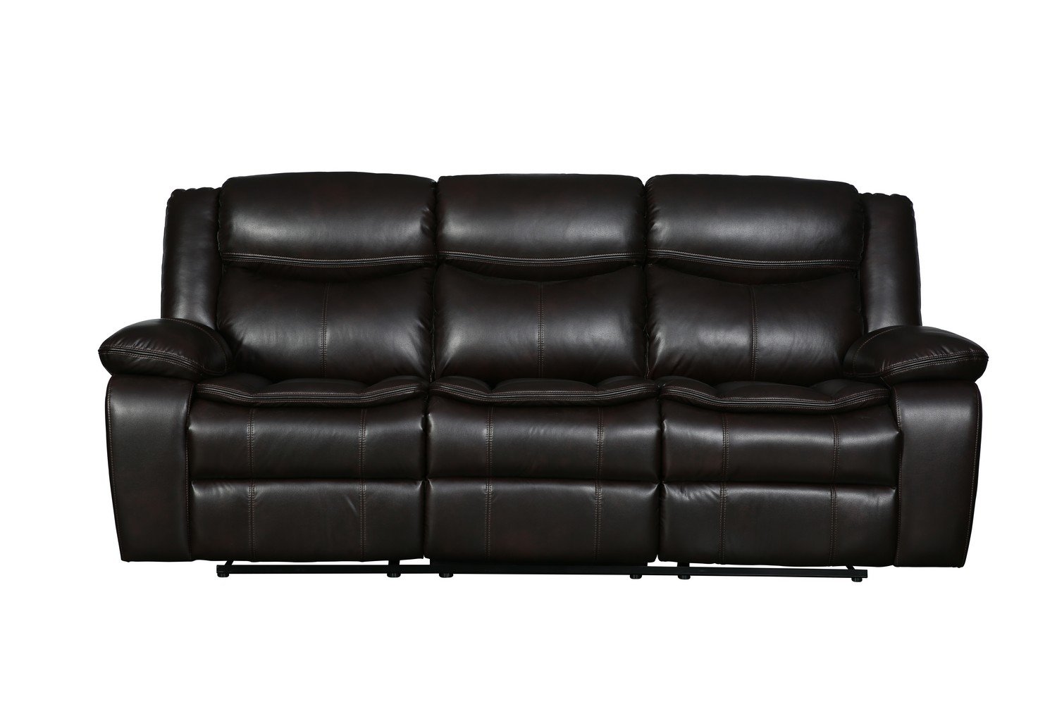 Modern Soft Brown Faux Leather Reclining Sofa with spacious seating and elegant design, perfect for contemporary living rooms.